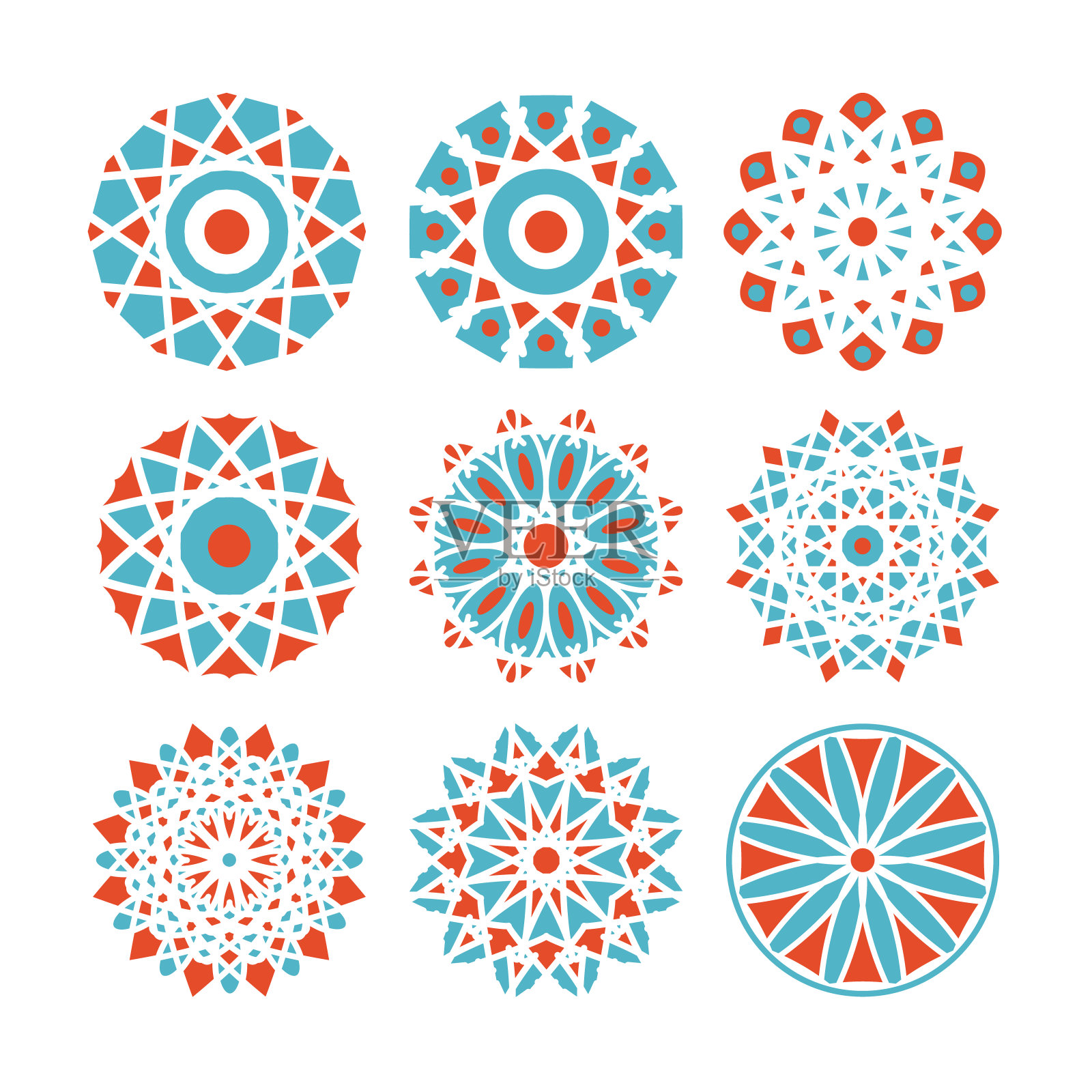 矢量几何马赛克饰品集插画图片素材