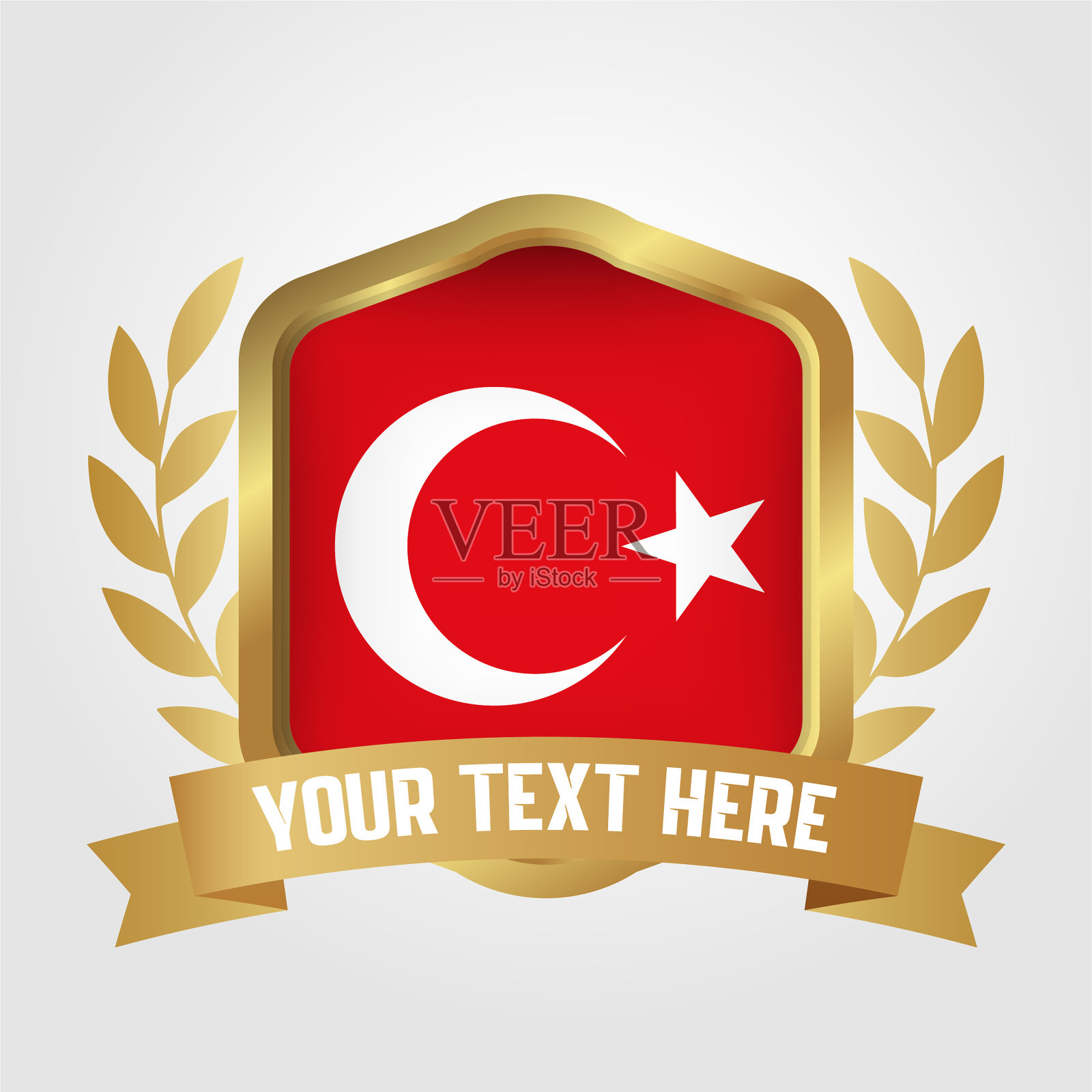 金色豪华火鸡徽章设计插画图片素材