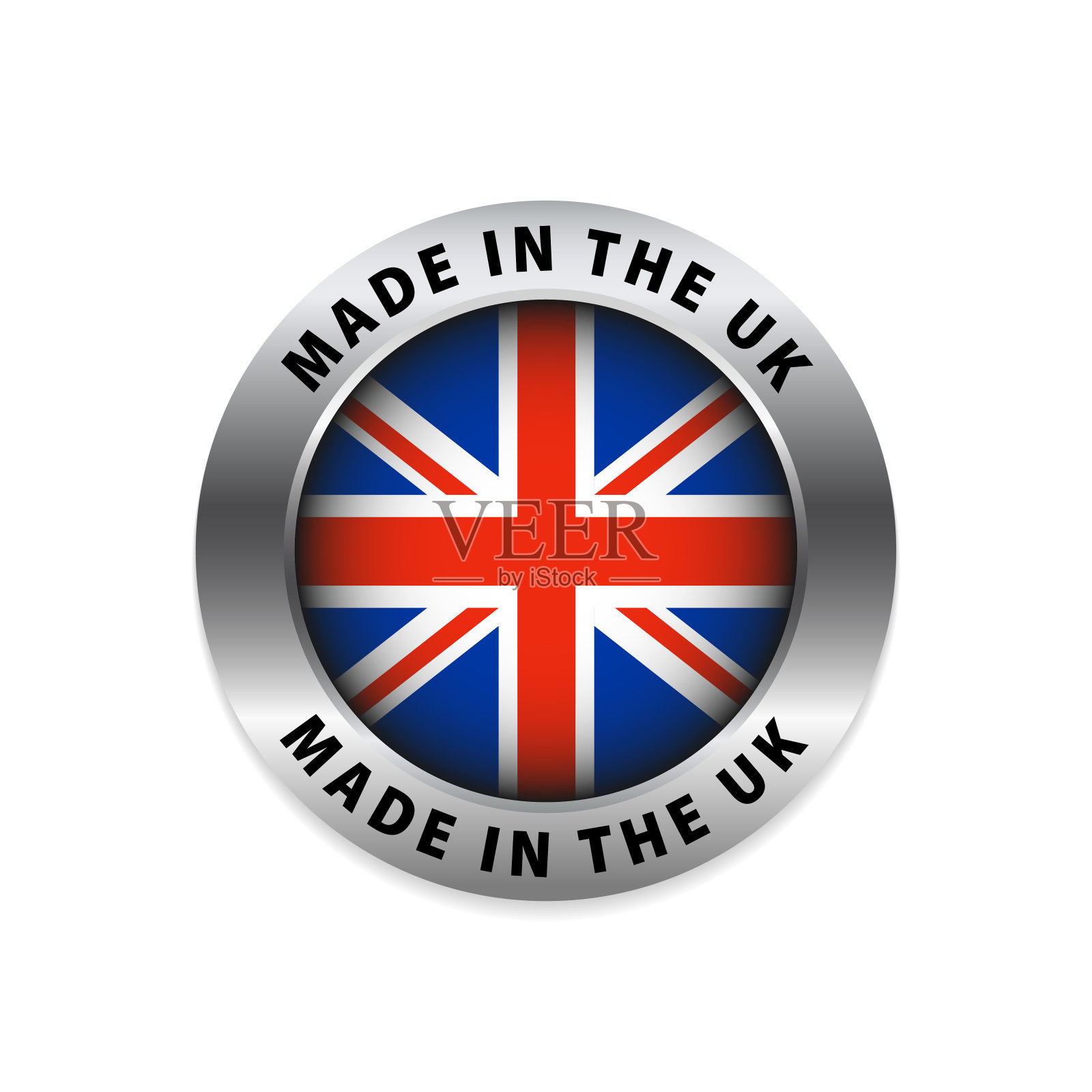 英国制造圆形矢量符号。英国制造英国国旗标志。英国品牌贴纸在英国矢量邮票制造。矢量图插画图片素材