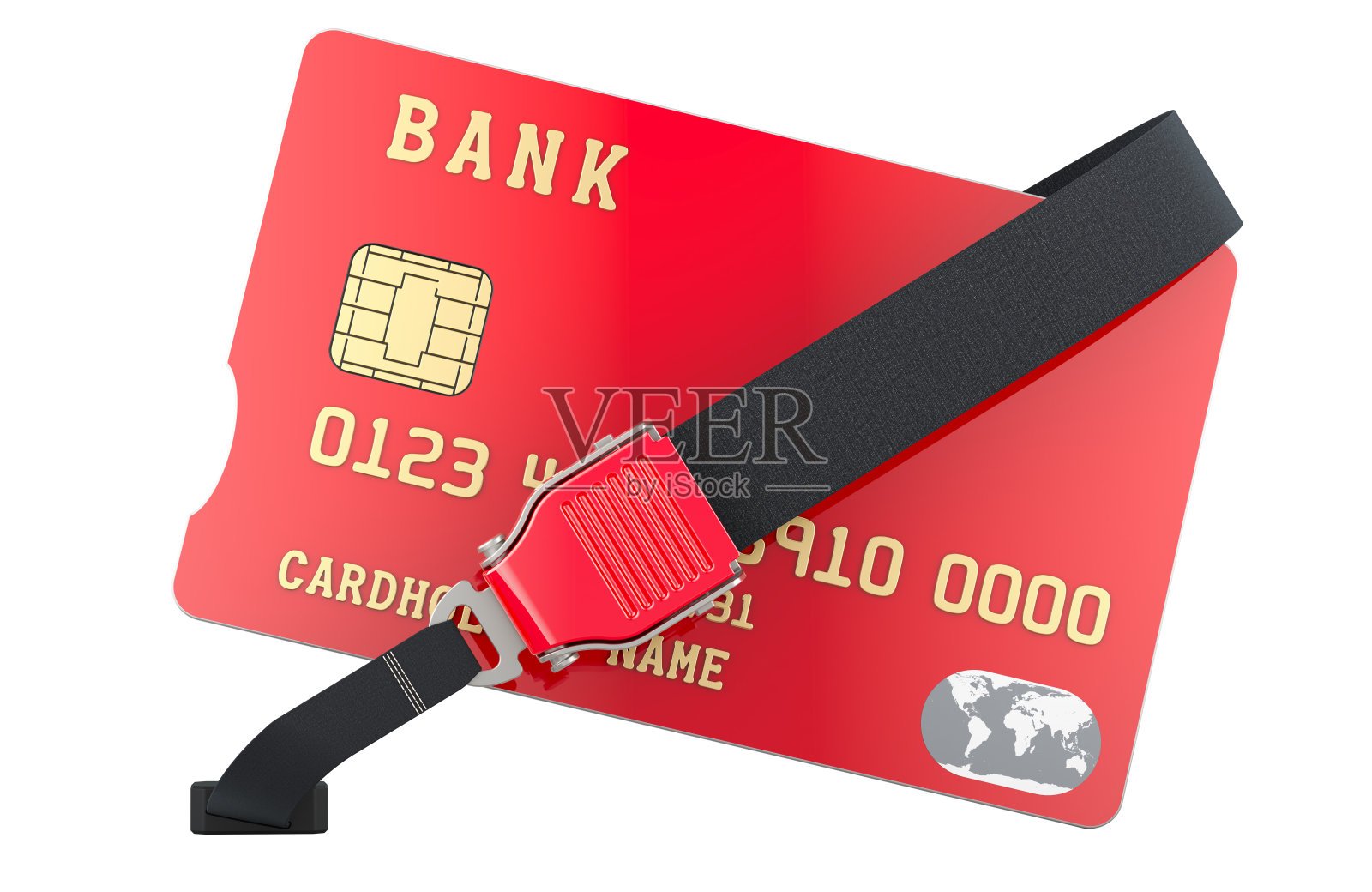 带安全带的信用卡，3D渲染照片摄影图片