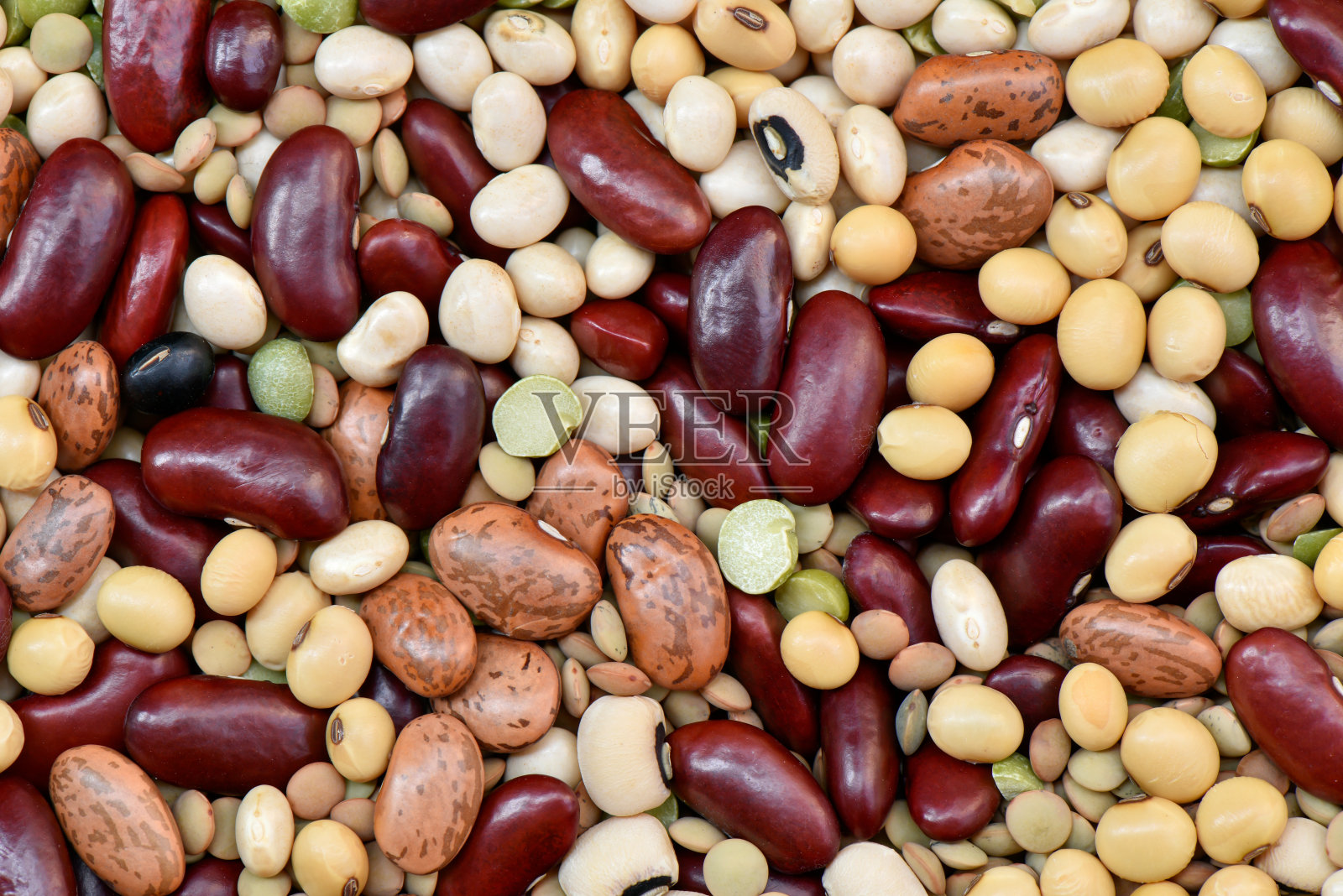 多色干豆科为背景，不同的干豆科为健康饮食照片摄影图片