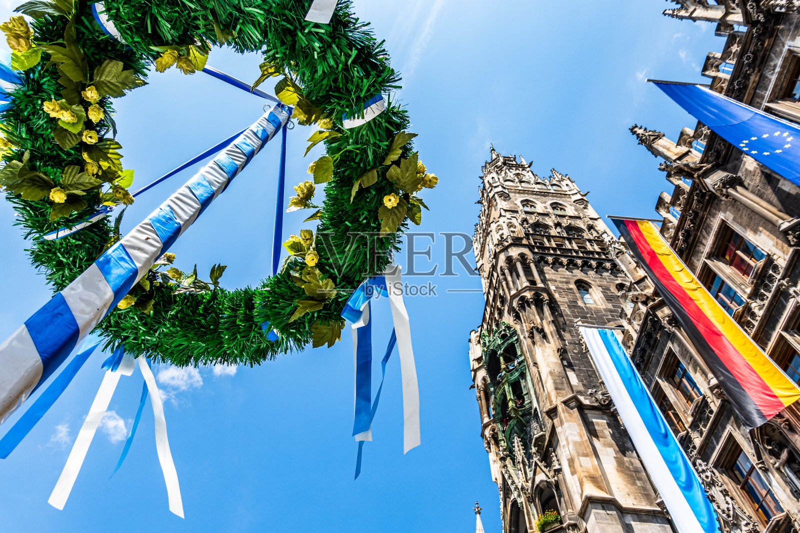 著名的慕尼黑新市政厅-巴伐利亚照片摄影图片