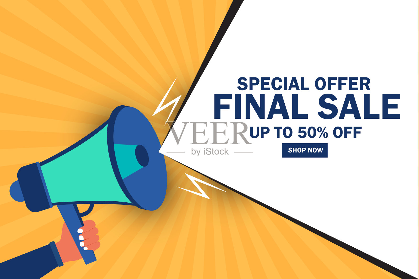 手持扩音器与最终销售演讲泡沫插画图片素材