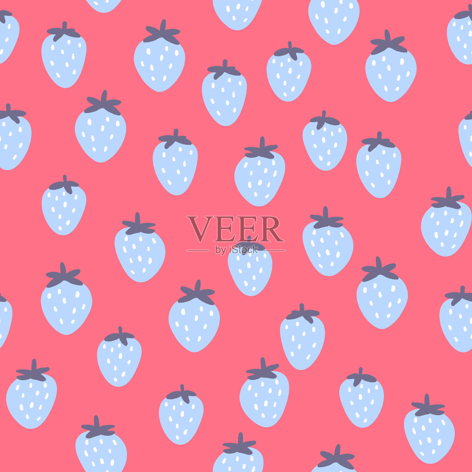 无缝图案与草莓的颜色背景。天然美味、新鲜、成熟、可口的水果。矢量插图印刷，织物，纺织品，横幅，其他设计。食品的概念。插画图片素材
