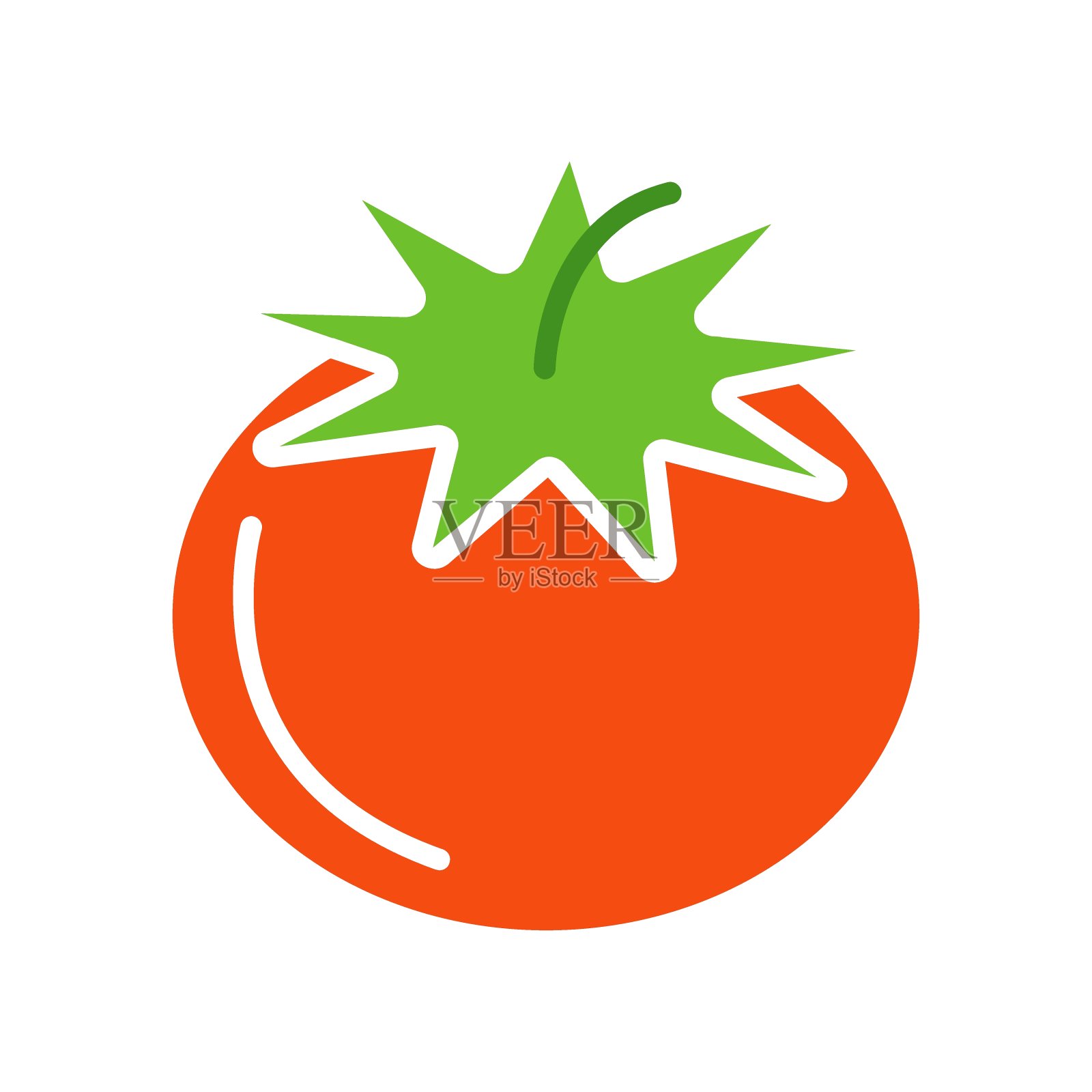 番茄集图标。鲜红的番茄，绿茎，多汁，新鲜，蔬菜，用于沙拉，烹饪，酱汁。插画图片素材