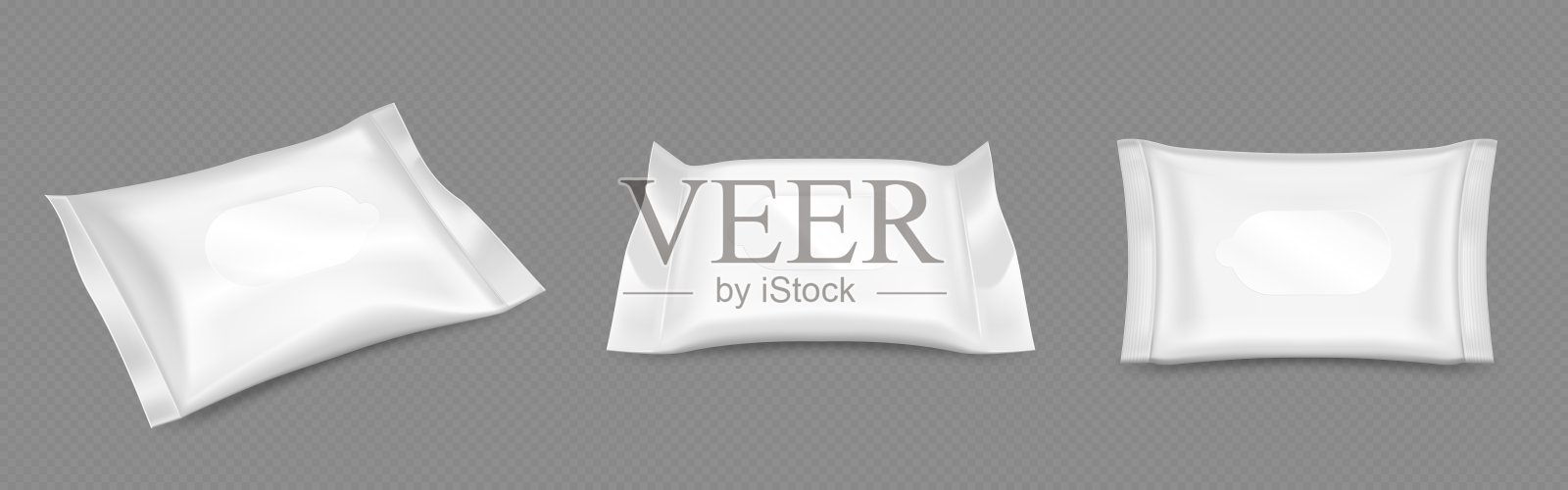 白色湿抹包模拟。空白袋模板插画图片素材