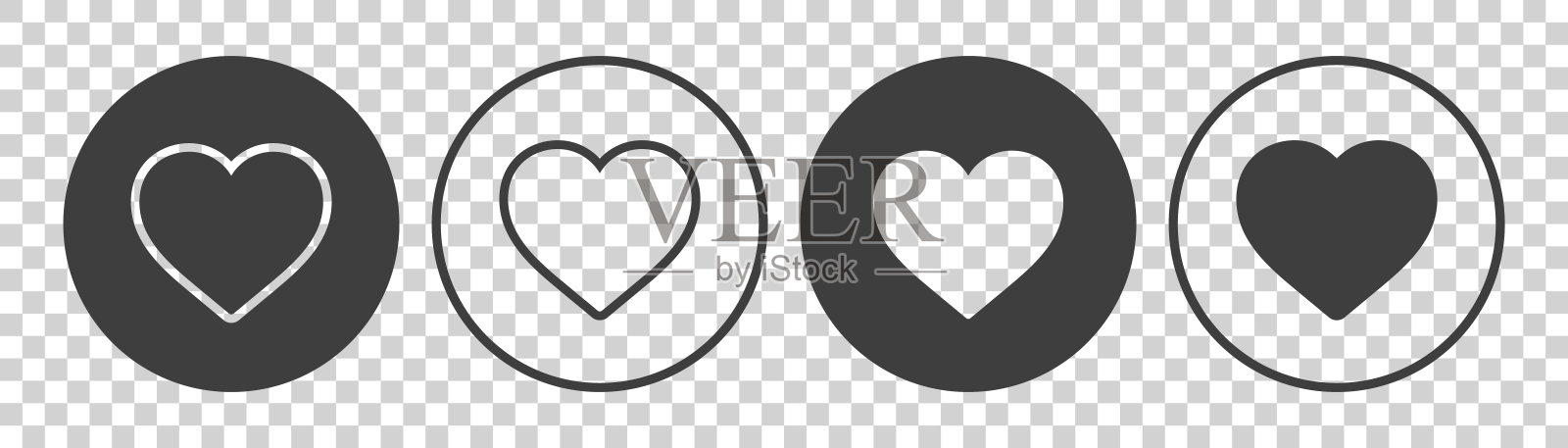 一组白色背景上的心形图标。插画图片素材