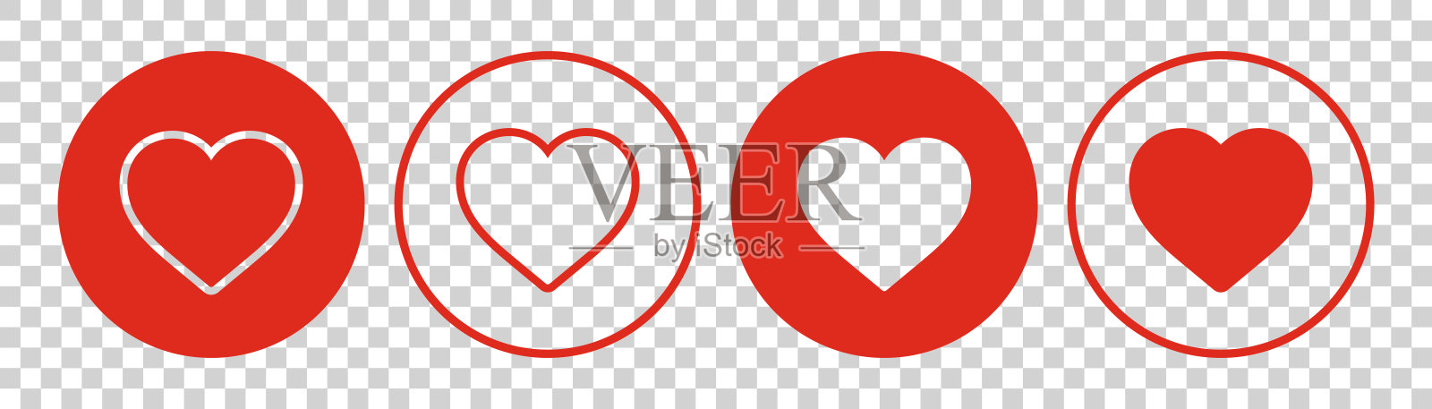 一组白色背景上的心形图标。插画图片素材