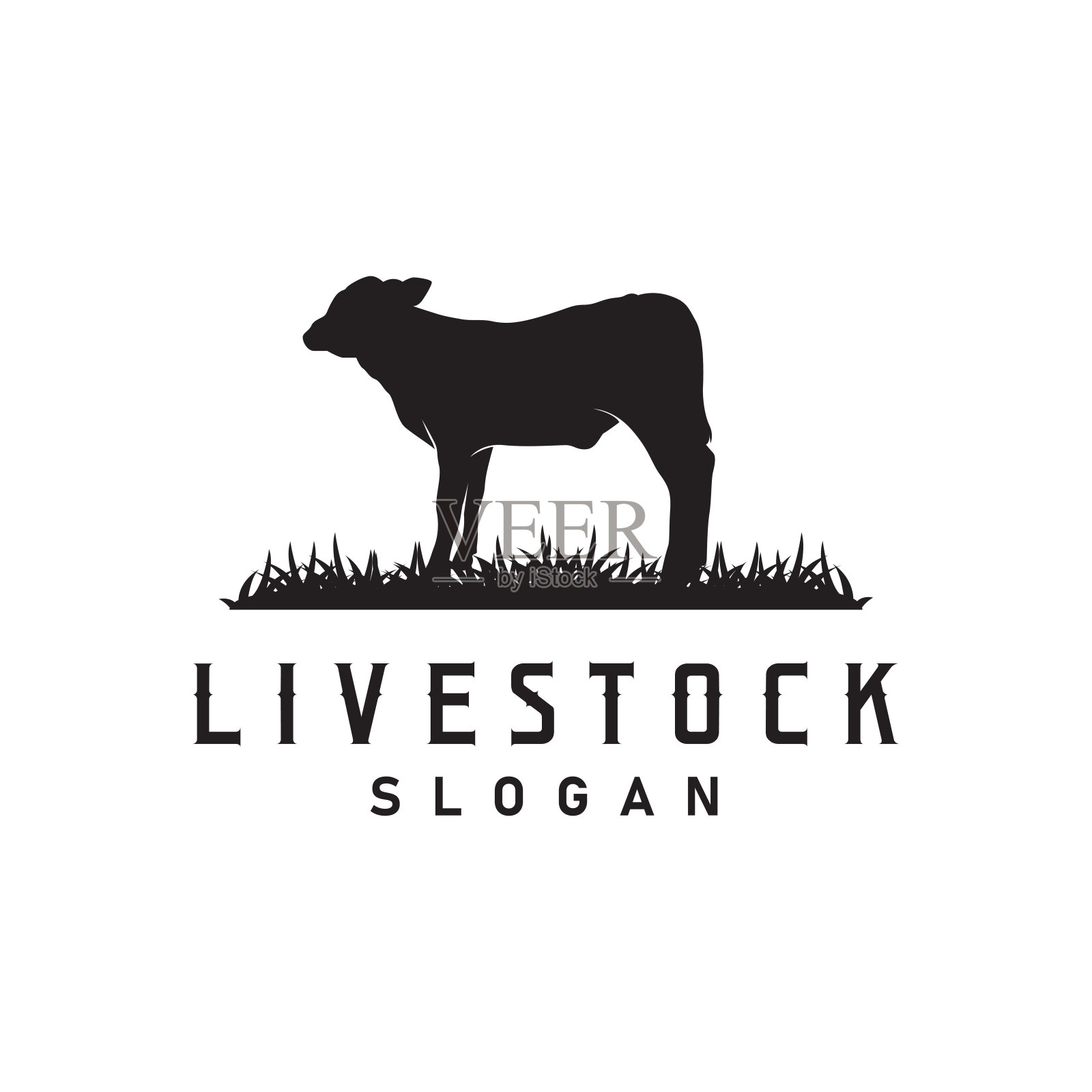 牲畜，农场花园设计，牛矢量徽章长角牛牛复古标签模板插画图片素材