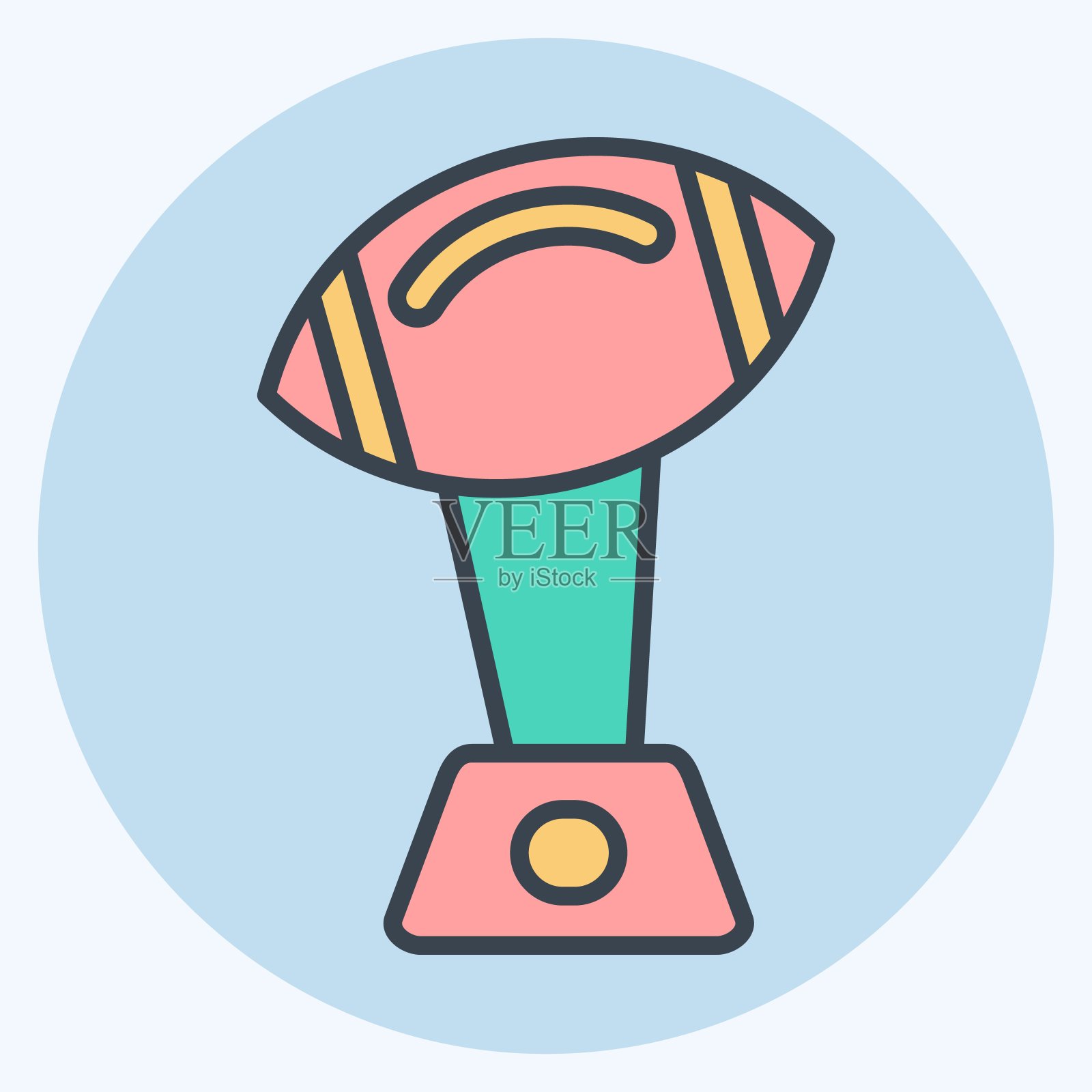 图标奖杯。与橄榄球有关的标志。颜色搭配风格。简单的设计说明插画图片素材