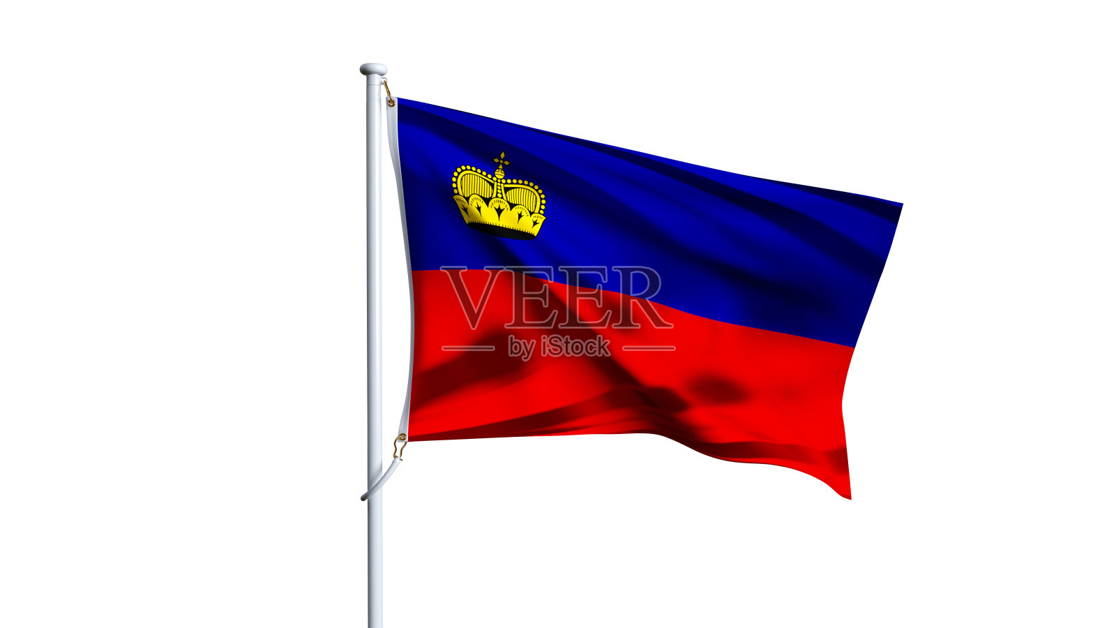 白色背景上的列支敦士登国旗。照片摄影图片