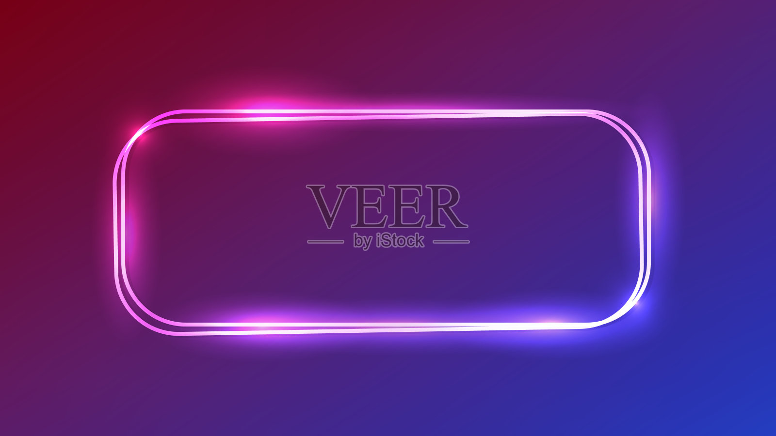 霓虹灯双圆角矩形框架插画图片素材