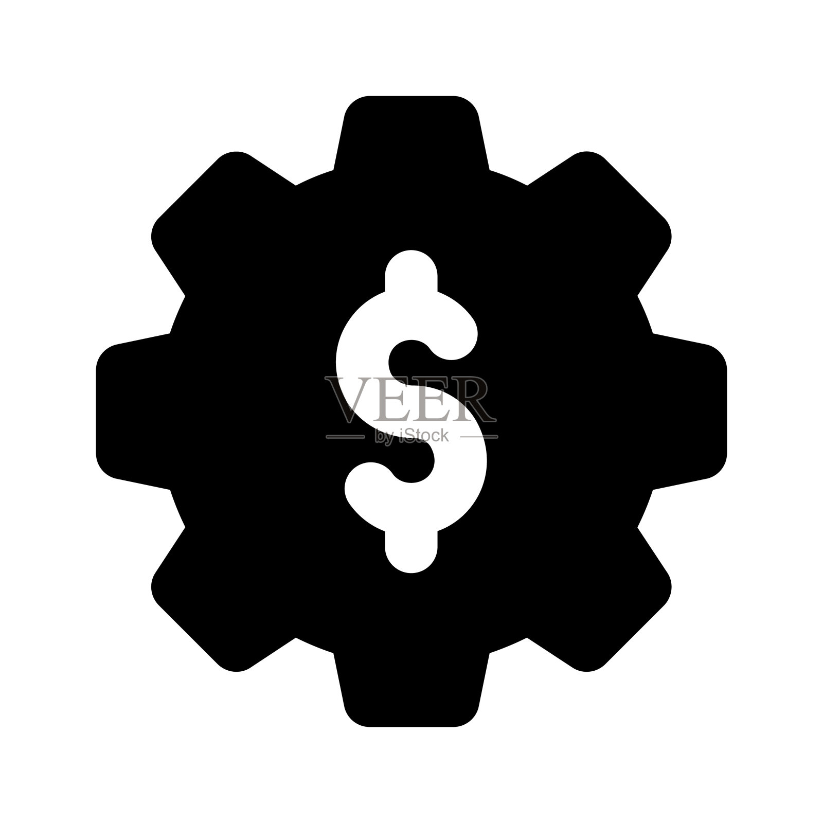 美元符号内齿轮概念图标的资金管理。插画图片素材