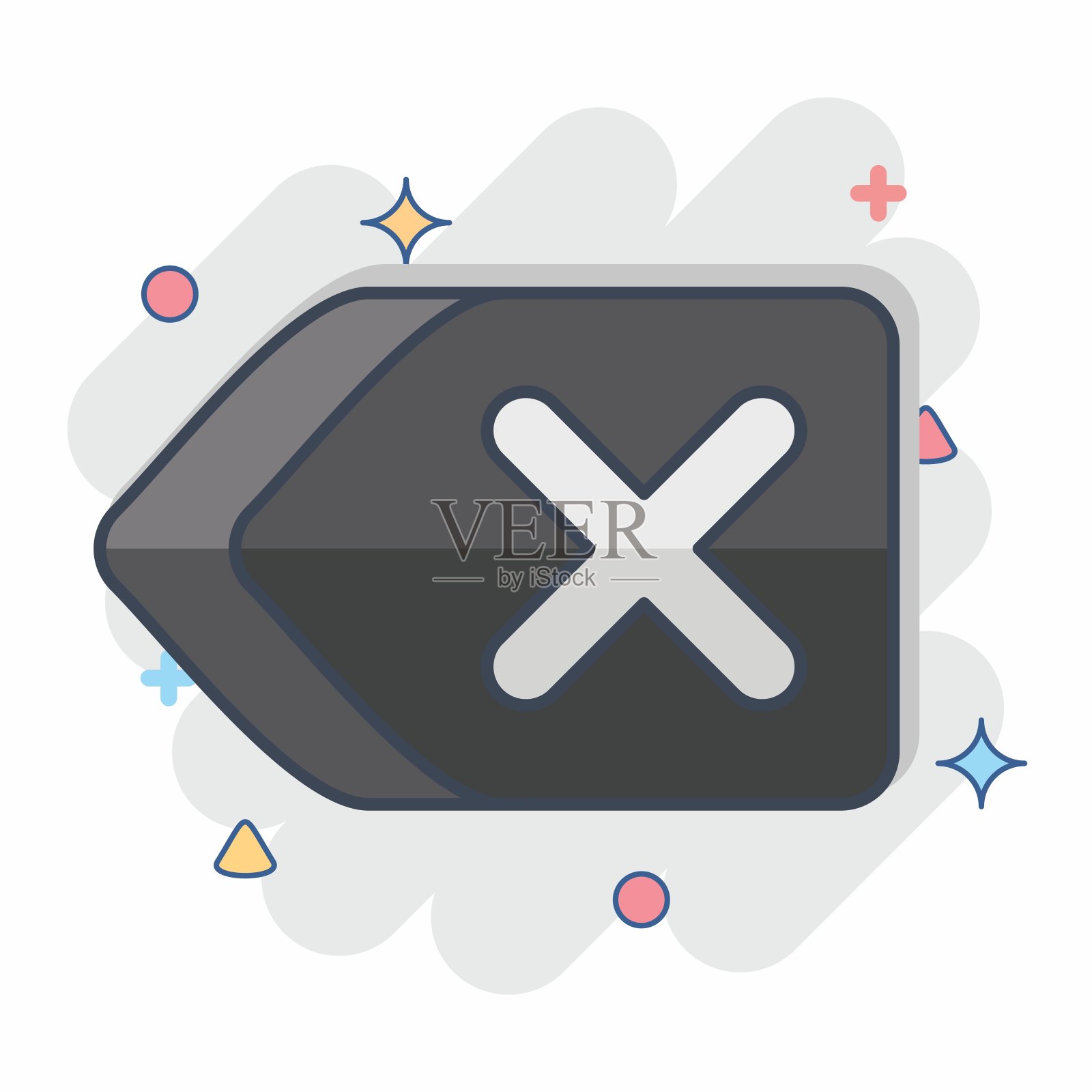 图标删除。与删除符号相关。漫画风格。简单的设计说明插画图片素材