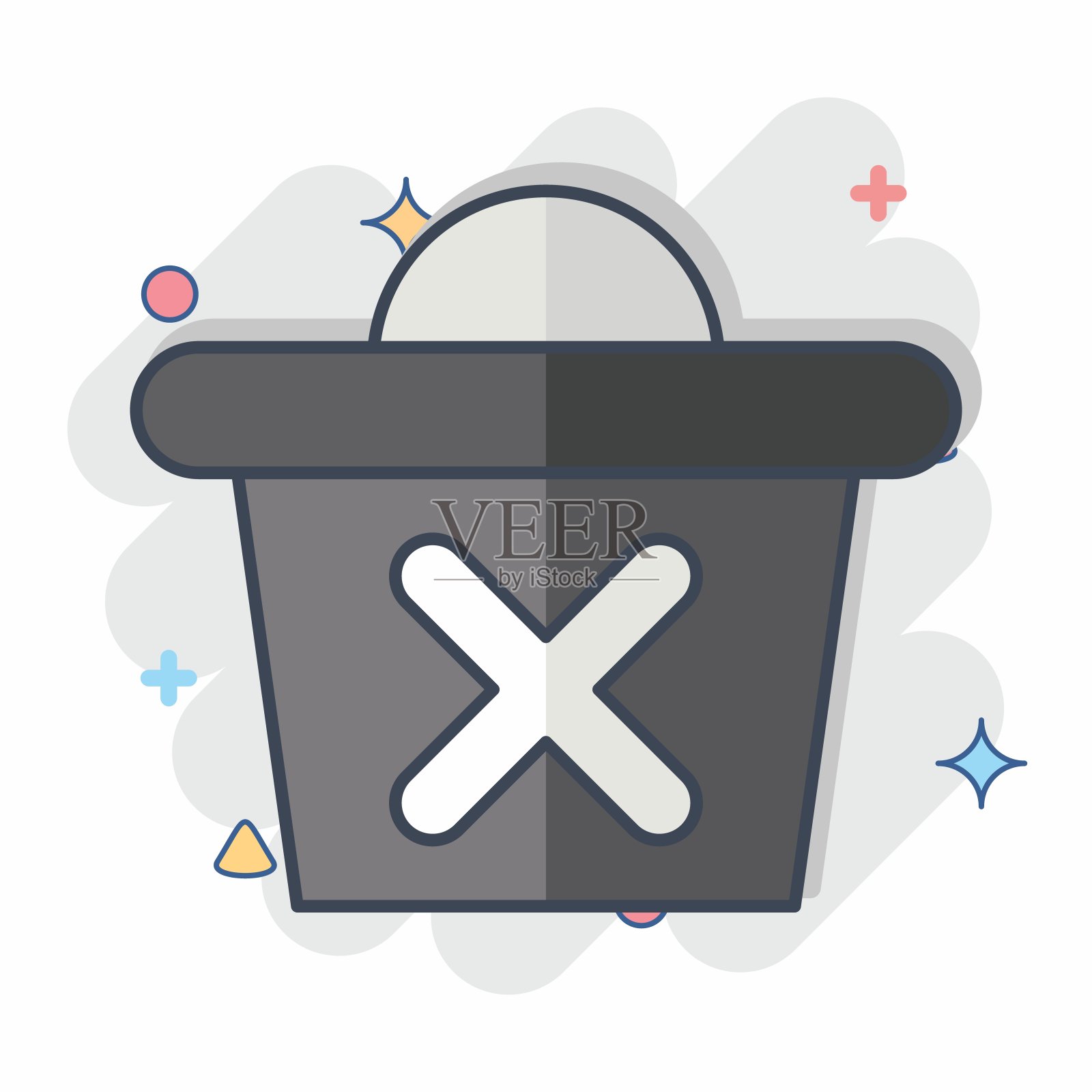 图标删除。与删除符号相关。漫画风格。简单的设计说明插画图片素材