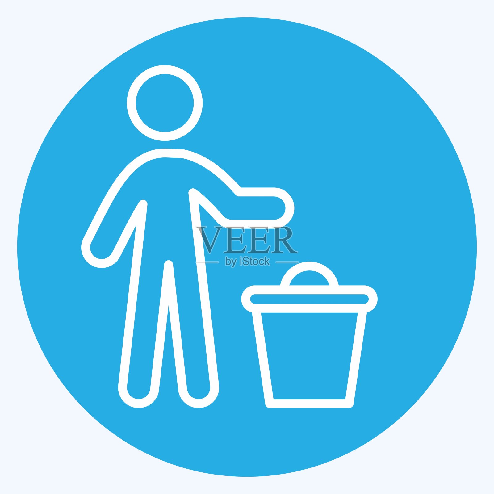 图标丢弃。与删除符号相关。蓝眼睛的风格。简单的设计说明插画图片素材