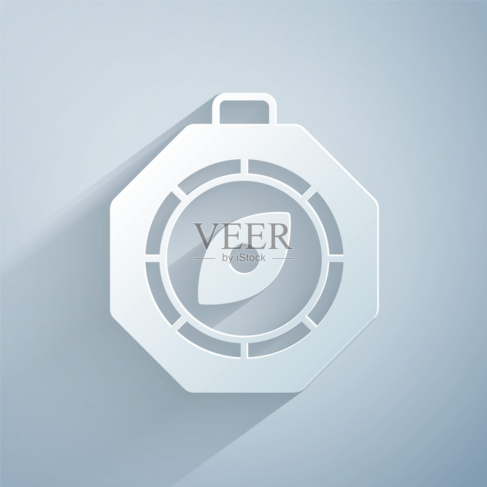 剪纸指南针图标孤立的灰色背景。winrose导航符号。风玫瑰星座。纸艺风格。向量插画图片素材