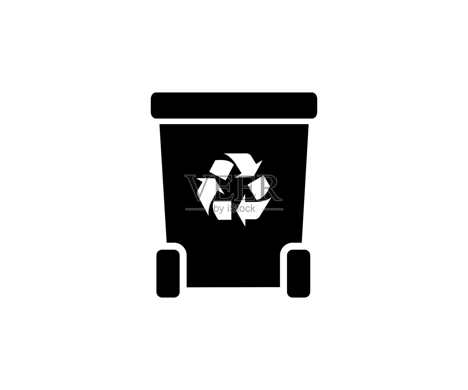 回收垃圾箱图标。回收站。垃圾桶符号。垃圾坦克矢量设计和插图。插画图片素材