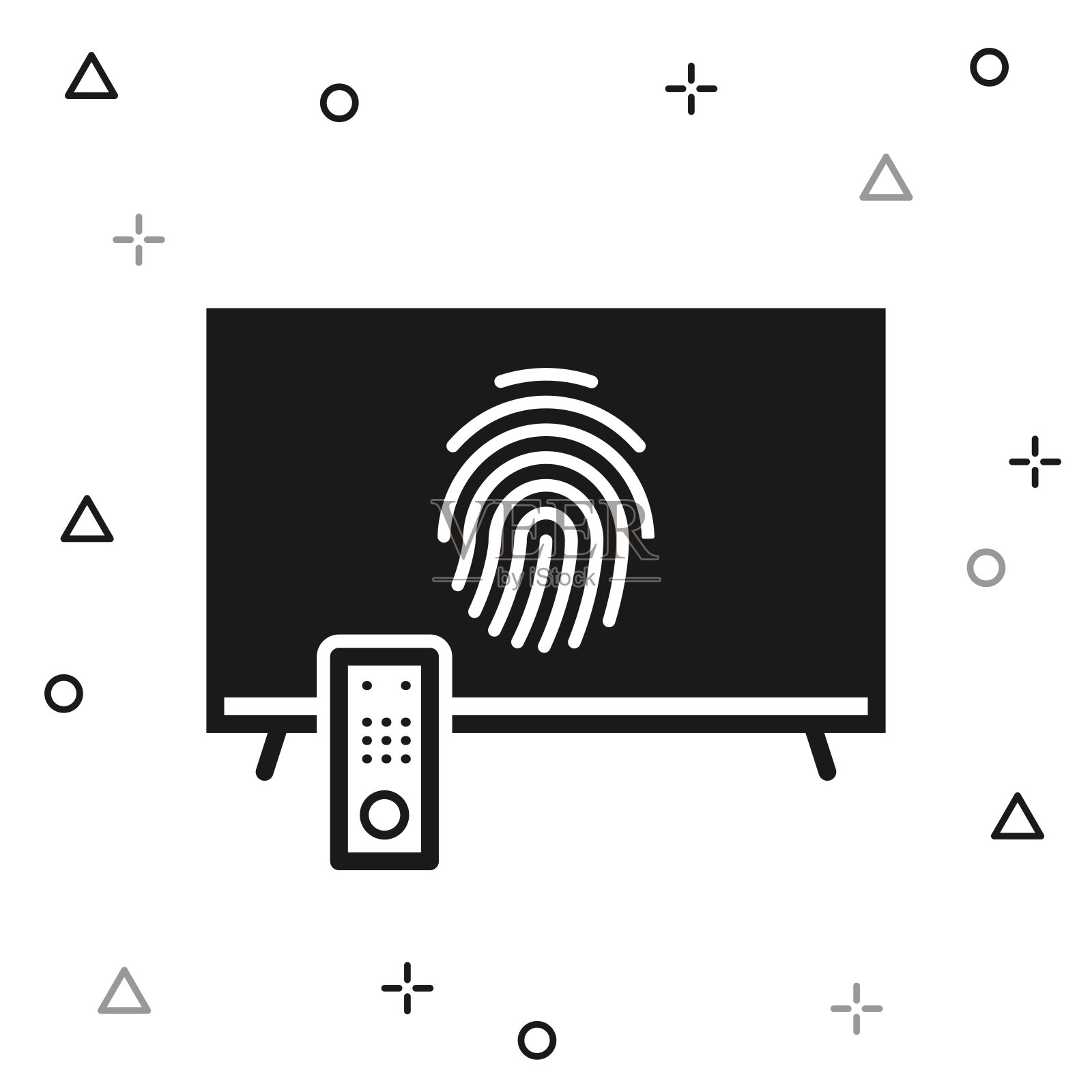 指纹电视。白色背景图标插画图片素材