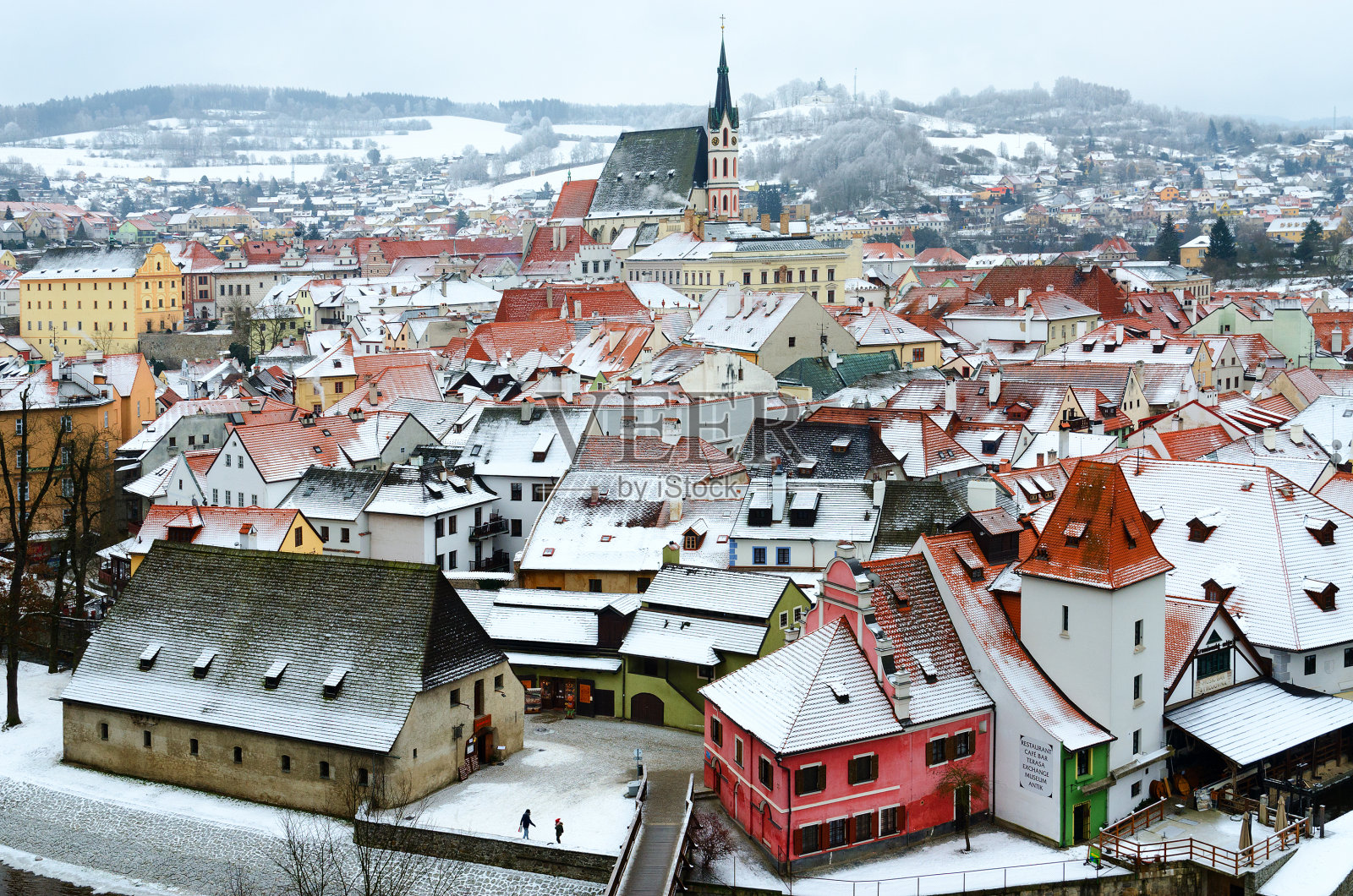 捷克共和国塞斯基克鲁姆洛夫历史中心的美丽俯视图照片摄影图片