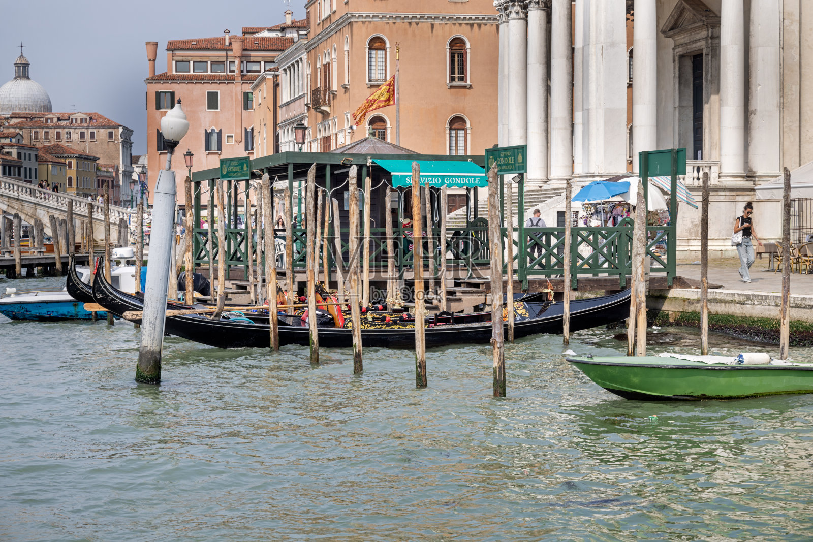 格兰德运河的空贡多拉停车场照片摄影图片