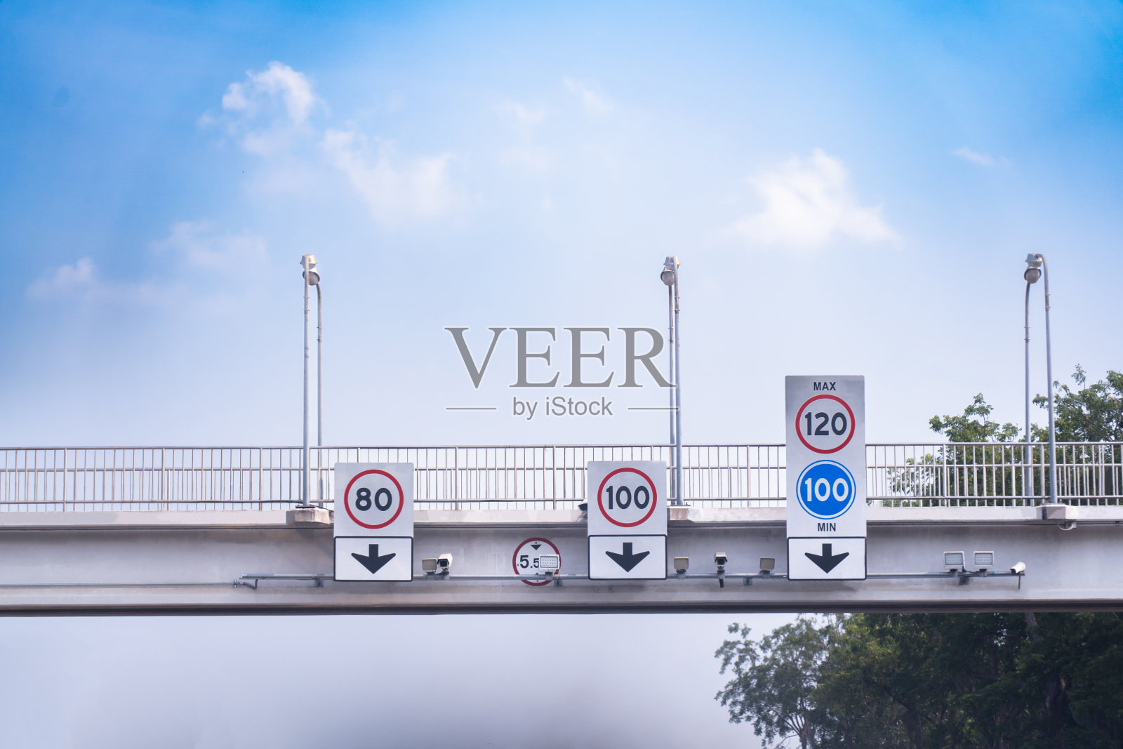 亚洲道路上的限速标志和测速摄像头交通安全的概念照片摄影图片