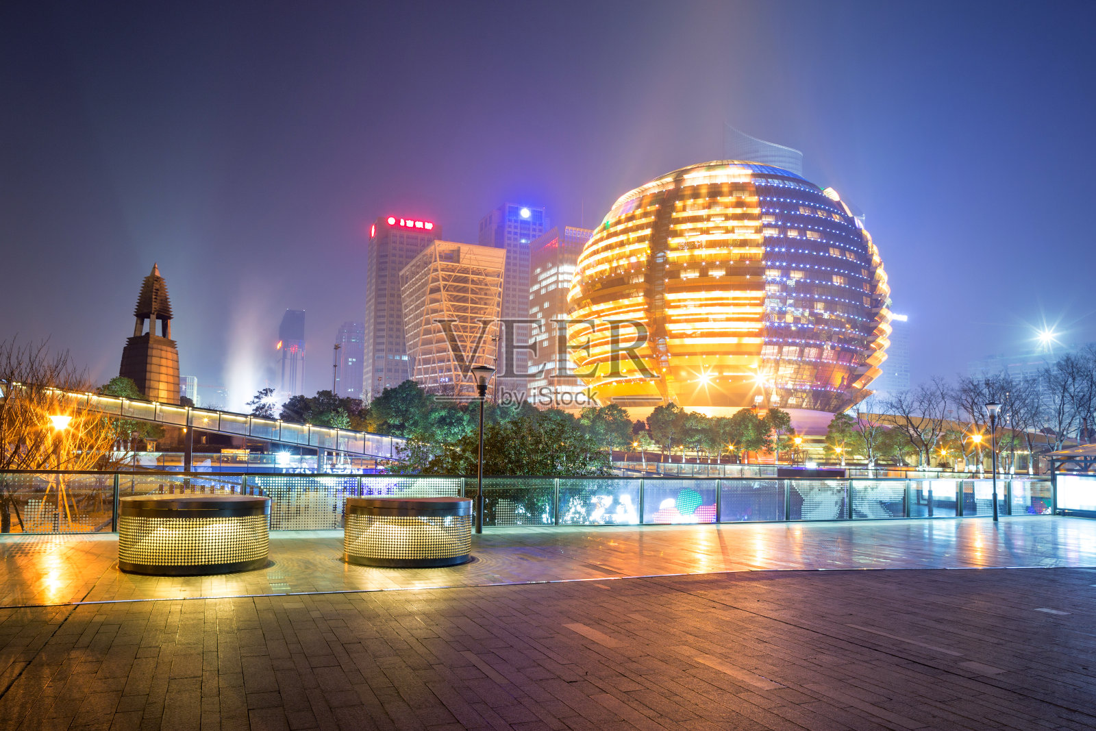 杭州钱江新城都市夜景照片摄影图片