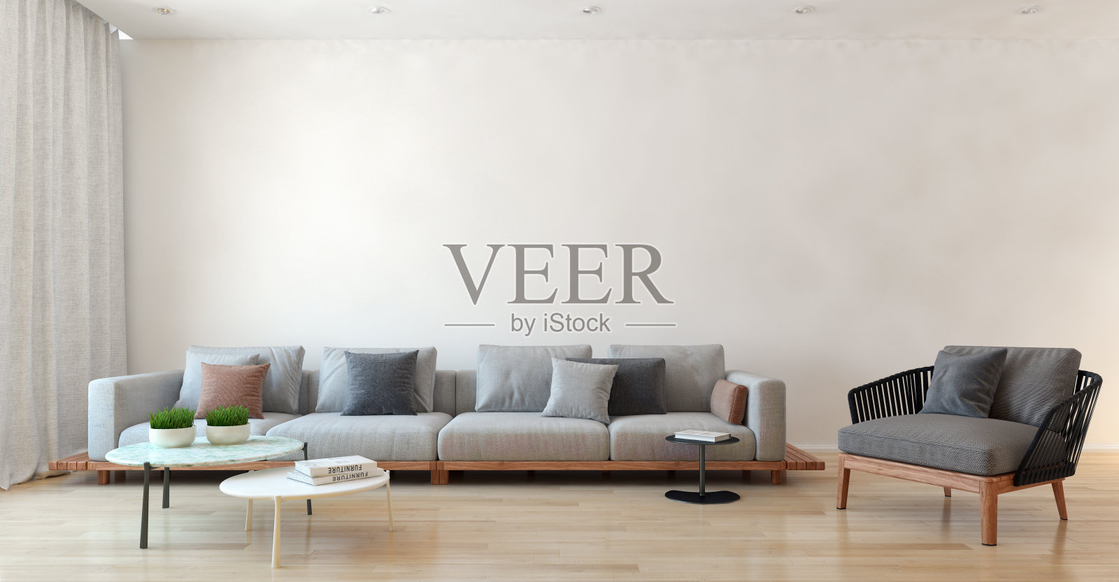 大型豪华现代明亮内饰客厅模型插图3D渲染图像照片摄影图片