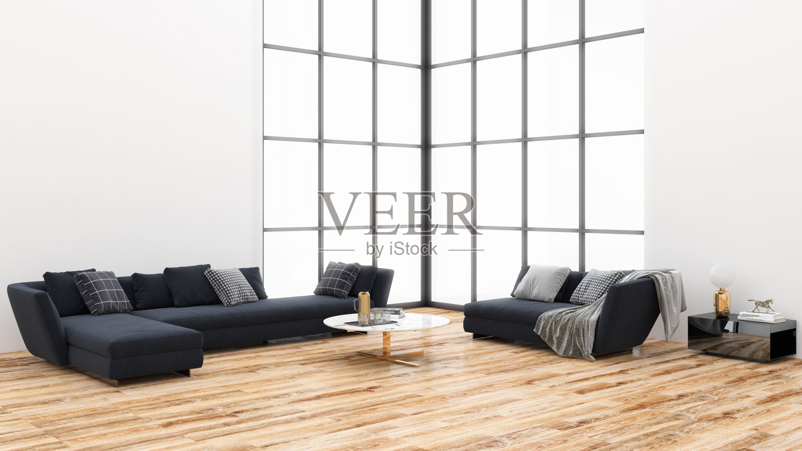 大型豪华现代明亮内饰客厅模型插图3D渲染图像照片摄影图片