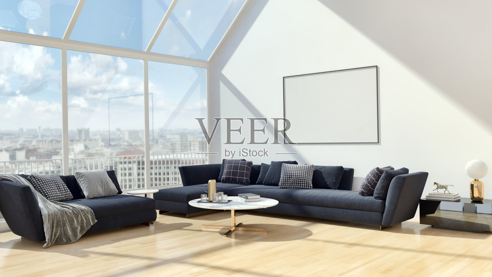 大型豪华现代明亮内饰客厅模型插图3D渲染图像照片摄影图片