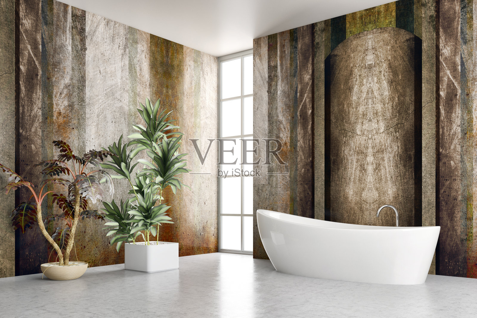 现代明亮的浴室室内3D渲染插图照片摄影图片