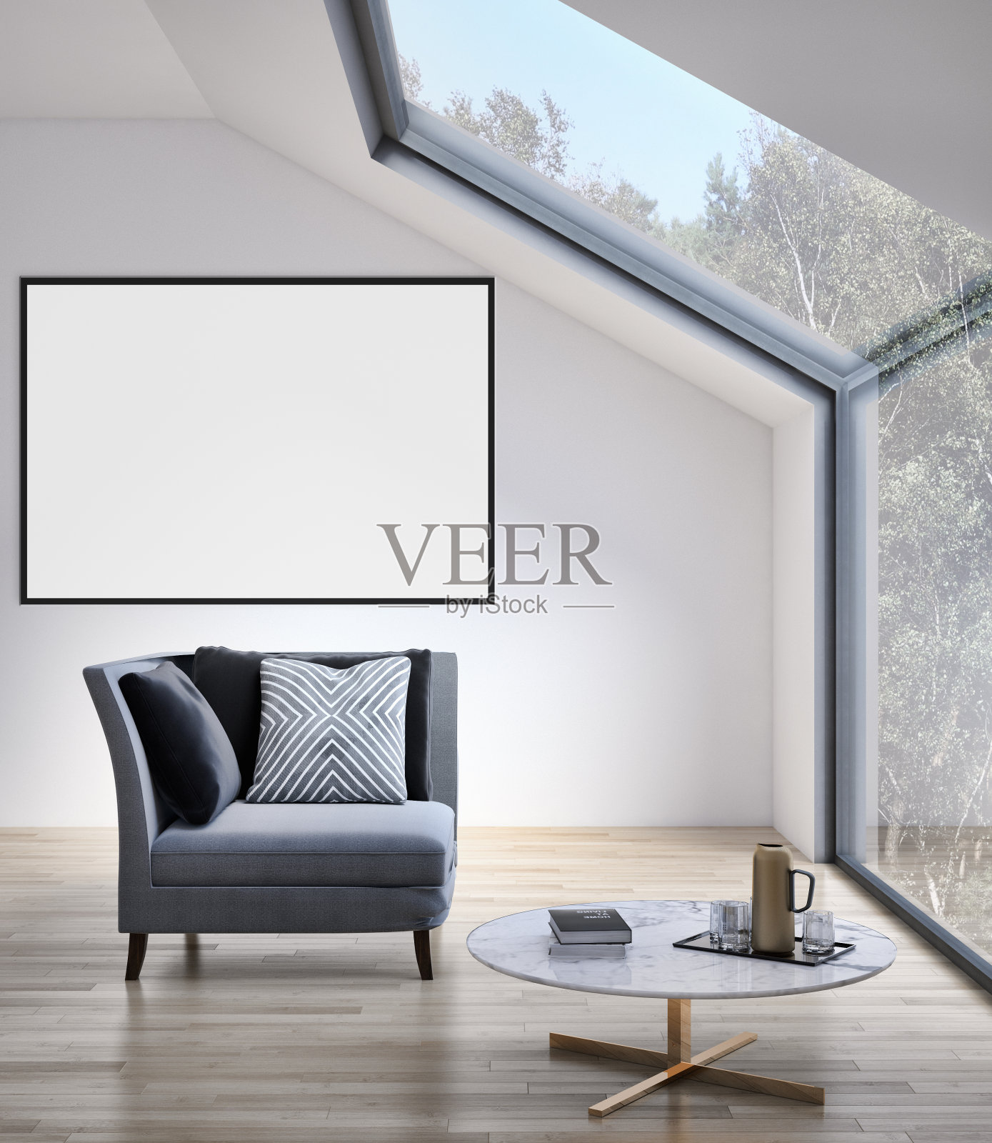 大型豪华现代明亮内饰客厅模型插图3D渲染图像照片摄影图片