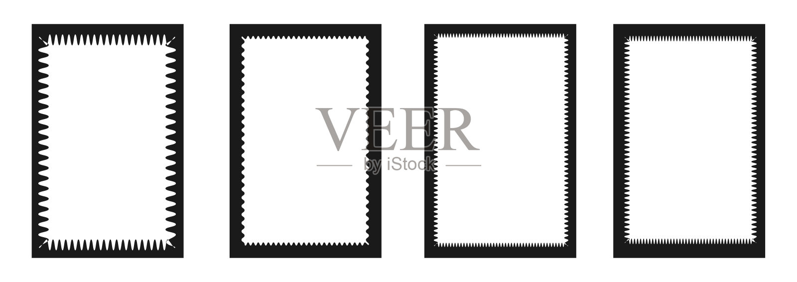 曲折的波浪边缘，复古的弯弯曲曲框架插画图片素材