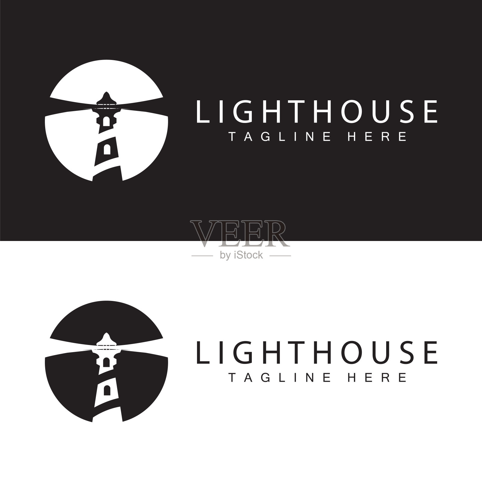 灯塔标志矢量信标塔船信号简单的海滩港口设计模板插画图片素材