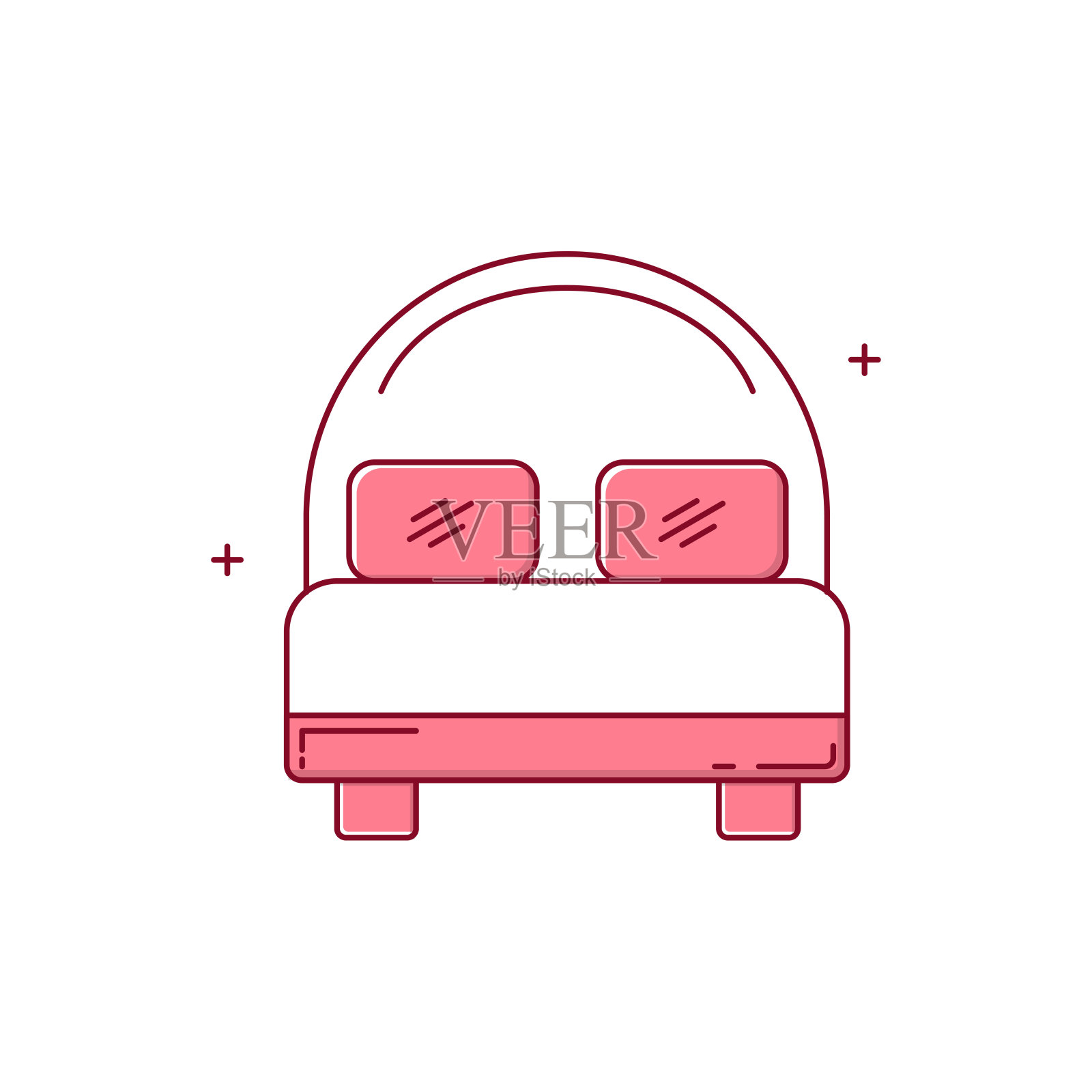 采购产品卧室床，睡觉，卧室家具，床垫，床架，就寝时间，休息，睡眠舒适，床上用品矢量插图图标设计插画图片素材