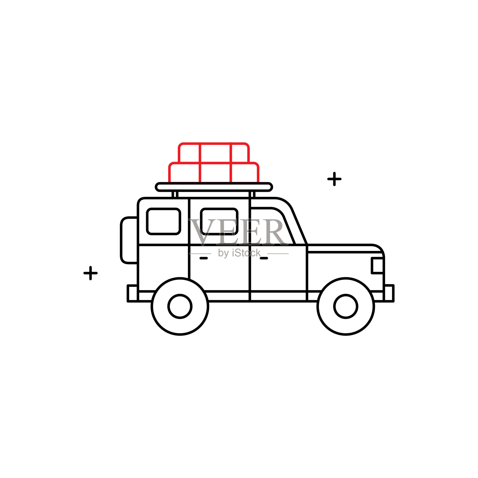 公路冒险，公路旅行必需品，汽车旅行，风景秀丽的路线，度假旅行，旅行矢量插图图标设计插画图片素材