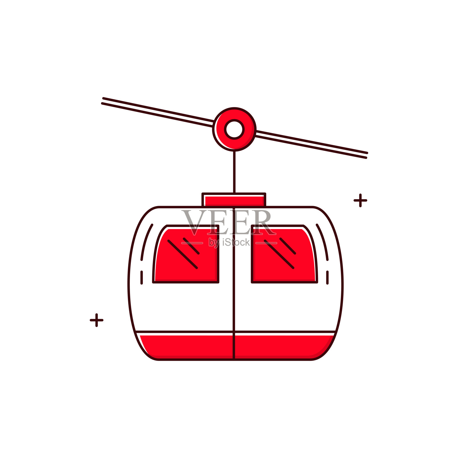 山地滑雪胜地，冬季运动，滑雪，单板滑雪，山地度假胜地，滑雪电梯，雪坡，寒假，滑雪小屋，高山度假胜地矢量图标设计插画图片素材