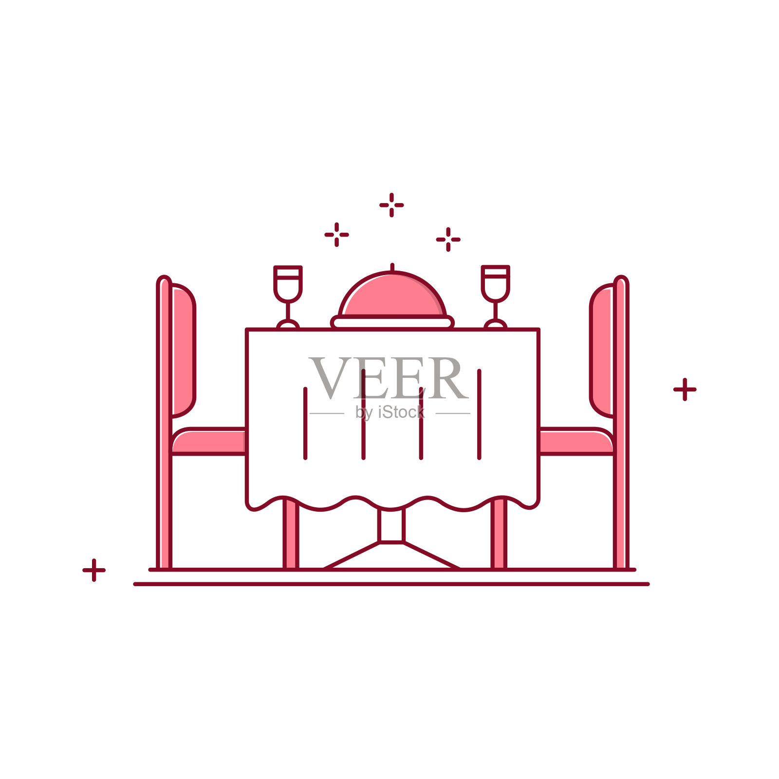 餐厅餐桌，餐厅，晚餐，餐桌，美食，食品服务，外出就餐，用餐时间，用餐体验矢量图标设计插画图片素材