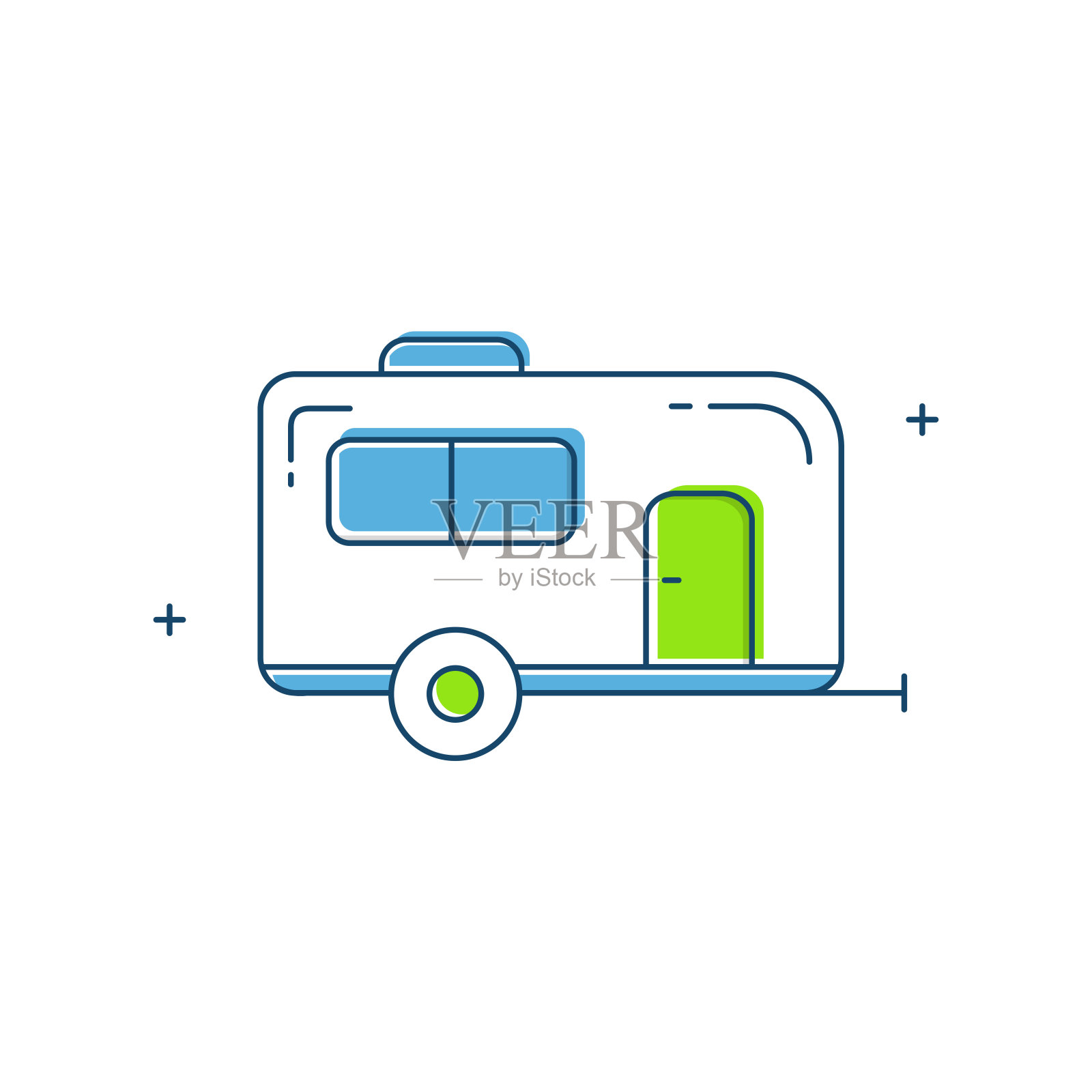 露营者娱乐，RV，露营车，汽车之家，公路旅行，旅行拖车，露营车矢量图标设计插画图片素材