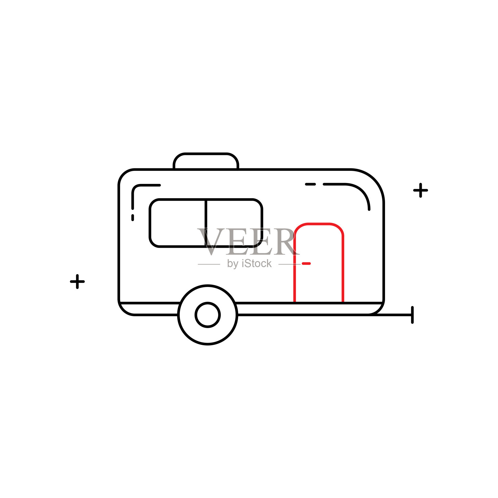 露营者娱乐，RV，露营车，汽车之家，公路旅行，旅行拖车，露营车矢量图标设计插画图片素材