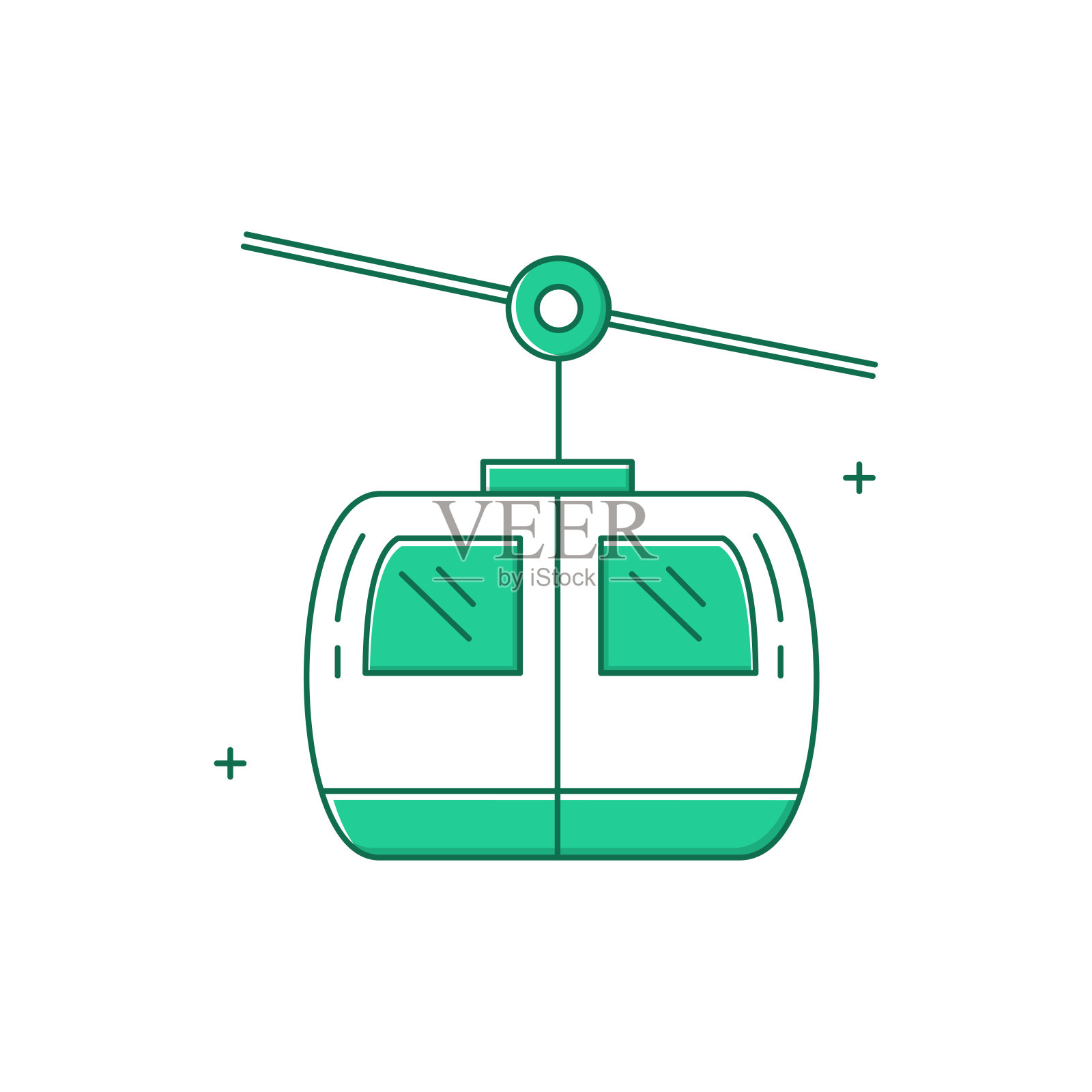 山地滑雪胜地，冬季运动，滑雪，单板滑雪，山地度假胜地，滑雪电梯，雪坡，寒假，滑雪小屋，高山度假胜地矢量图标设计插画图片素材