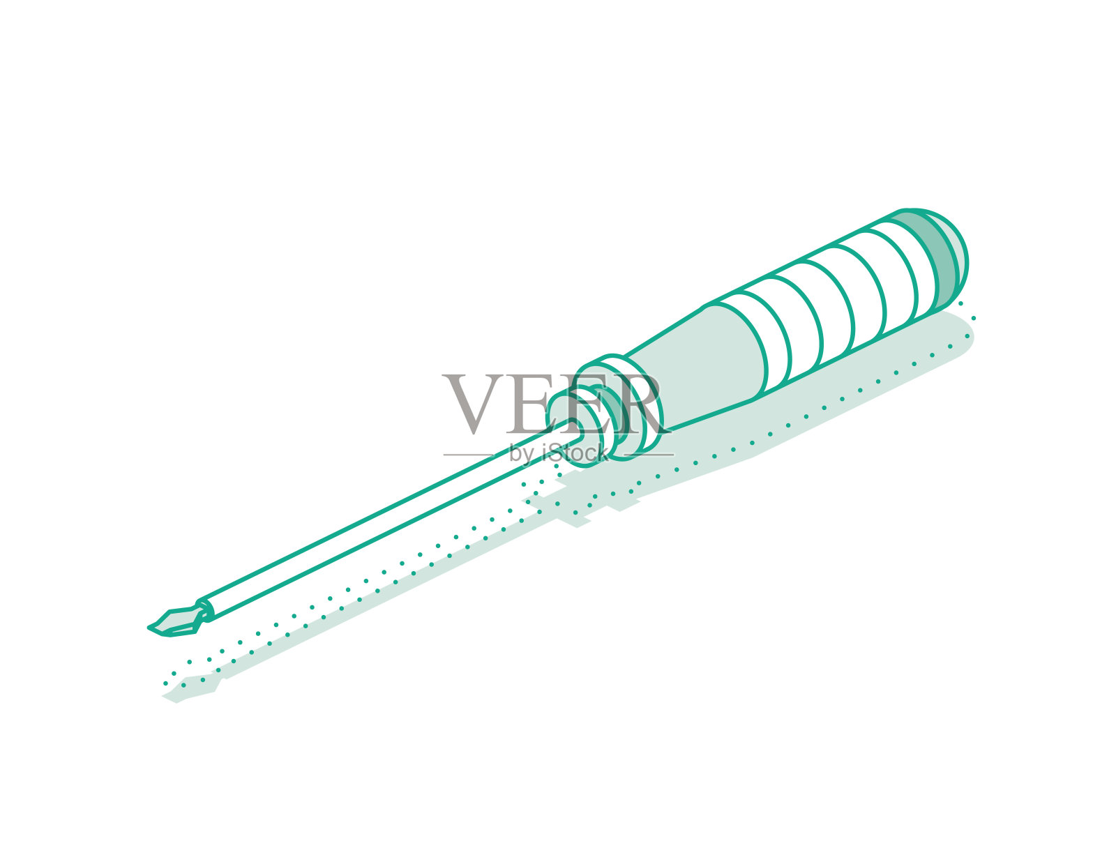 等距螺丝刀。在白色背景上孤立的轮廓对象。工作的工具。插画图片素材