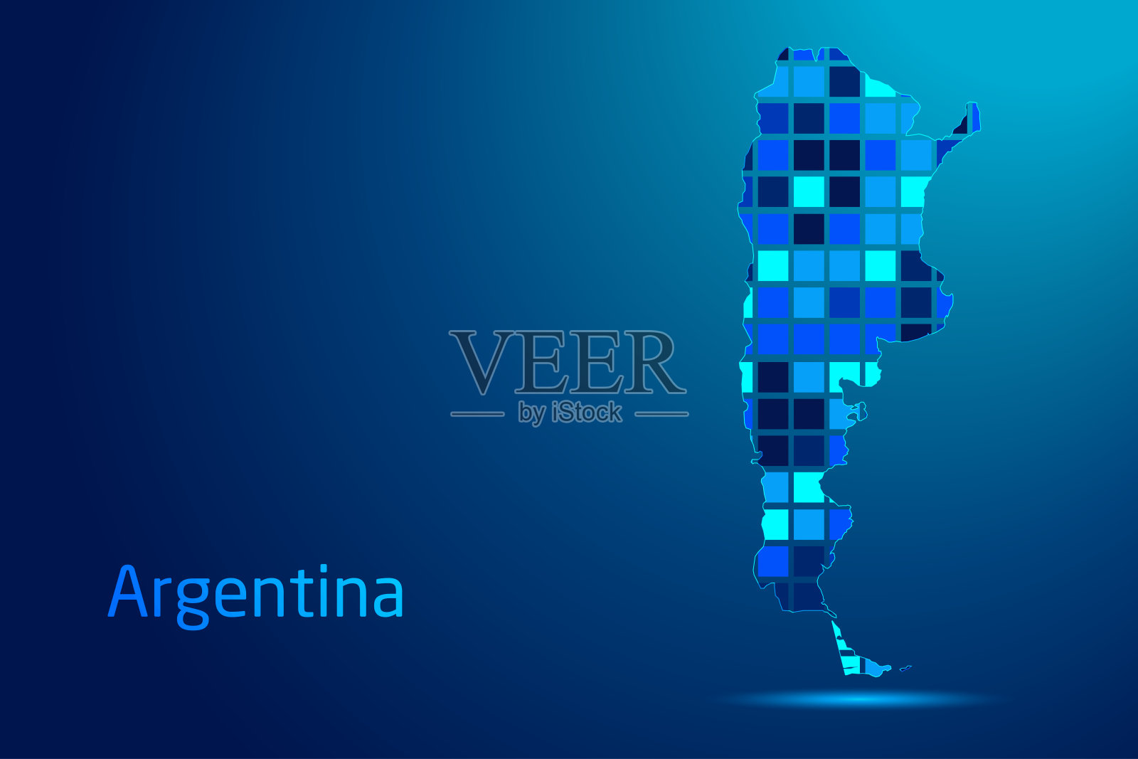 阿根廷网络数字技术图形插图的概念。蓝色的颜色。互联网未来概念图。插画图片素材