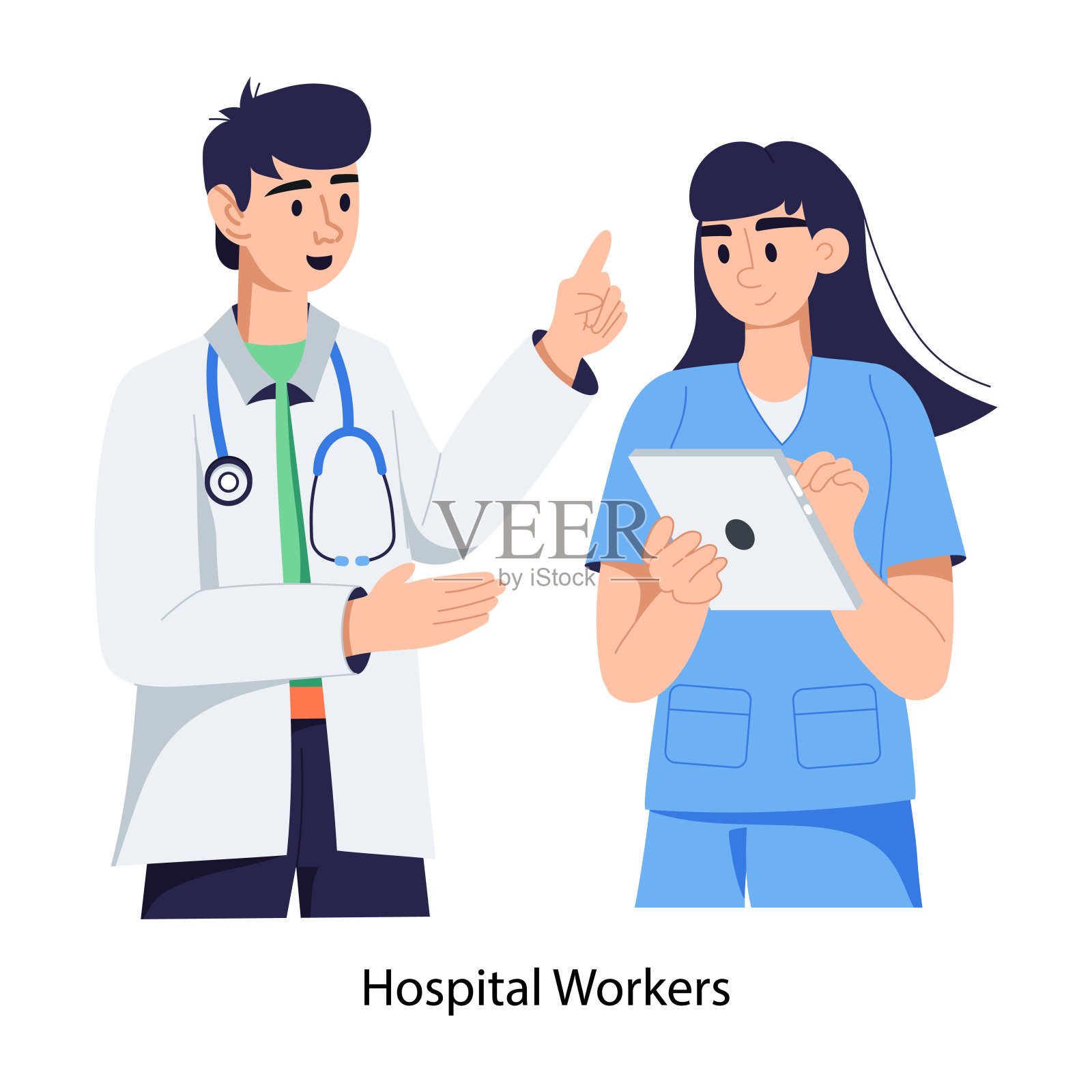 医院工作人员插画图片素材
