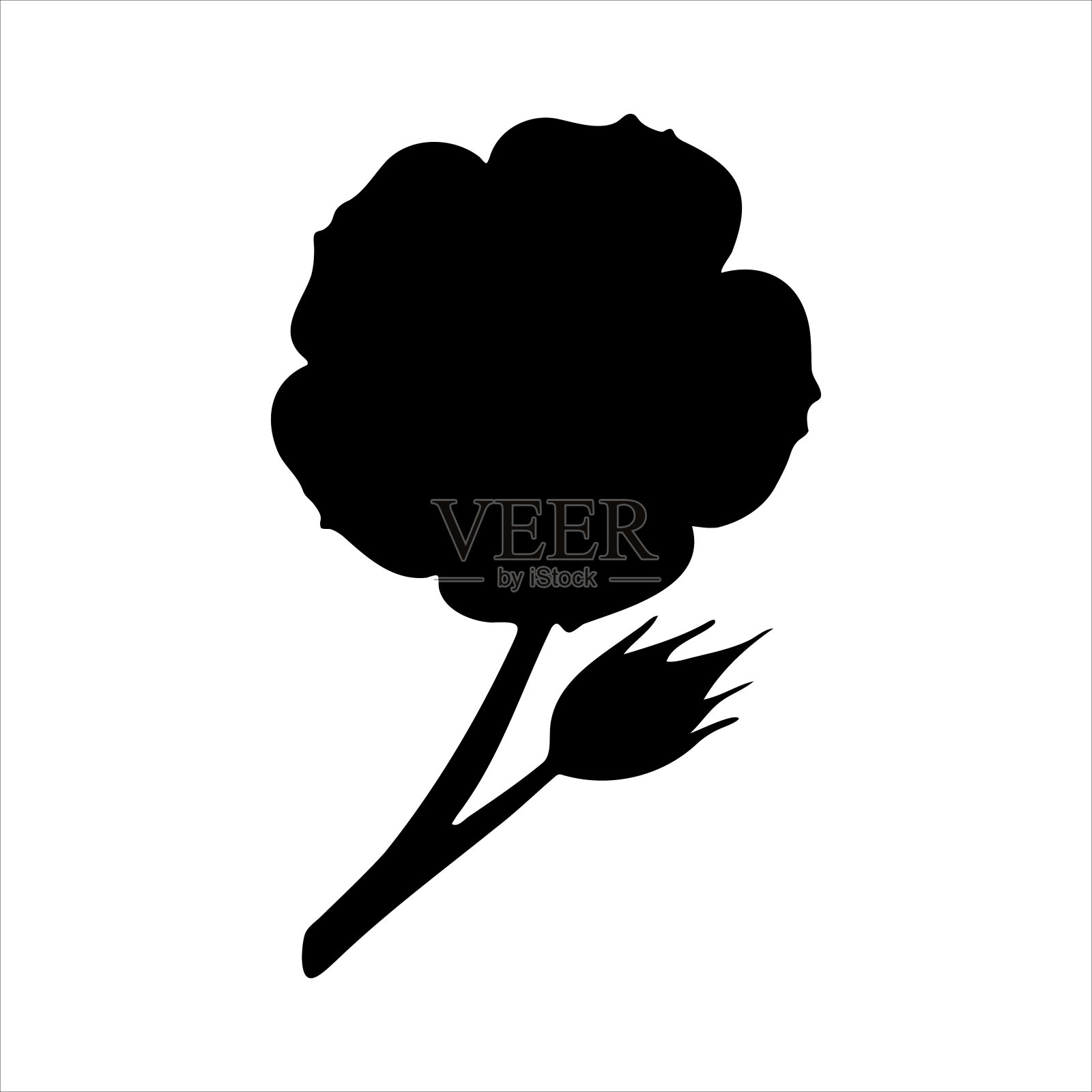 草莓植物花廓形插图，手绘植物轮廓图，单色花卉图标。设计元素的背景，图案，包装，图标，标志。插画图片素材