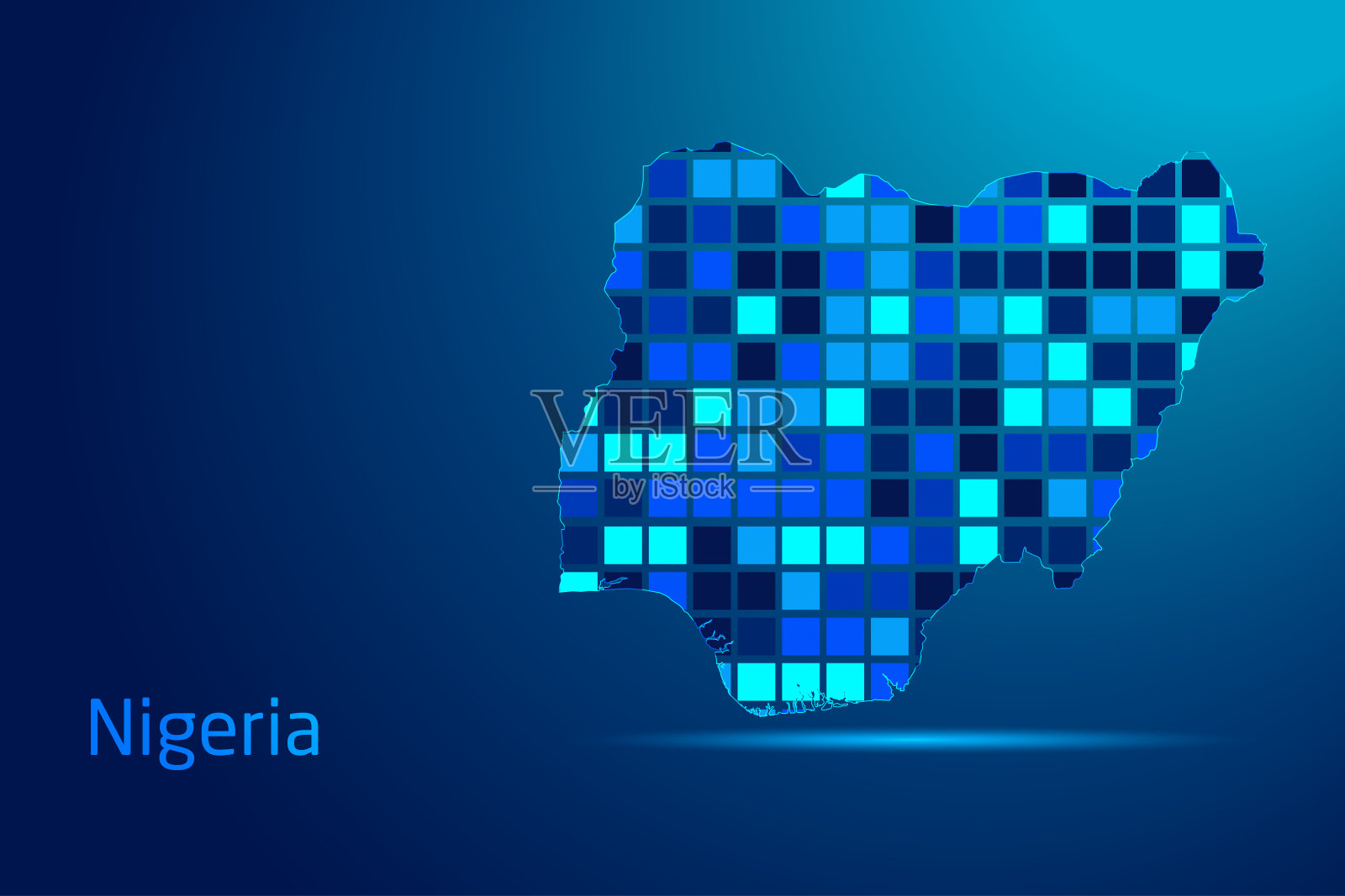 概念的尼日利亚网络数字技术图形插图。蓝色的颜色。互联网未来概念图。插画图片素材