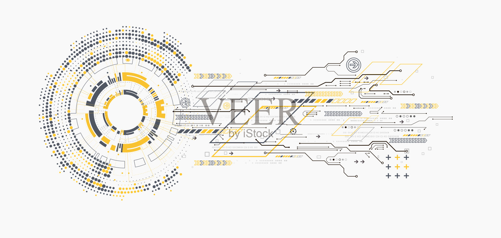 科技理念用科技元素形成圆形的形状。矢量插图。插画图片素材