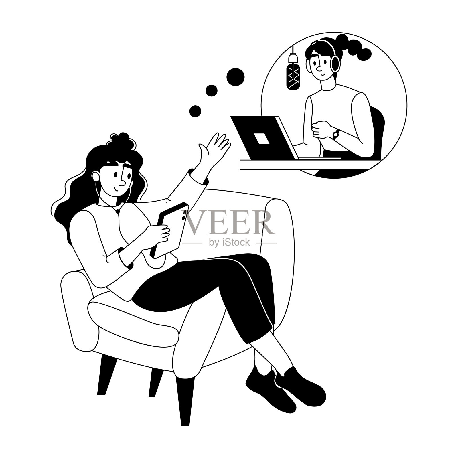 听播客插画图片素材