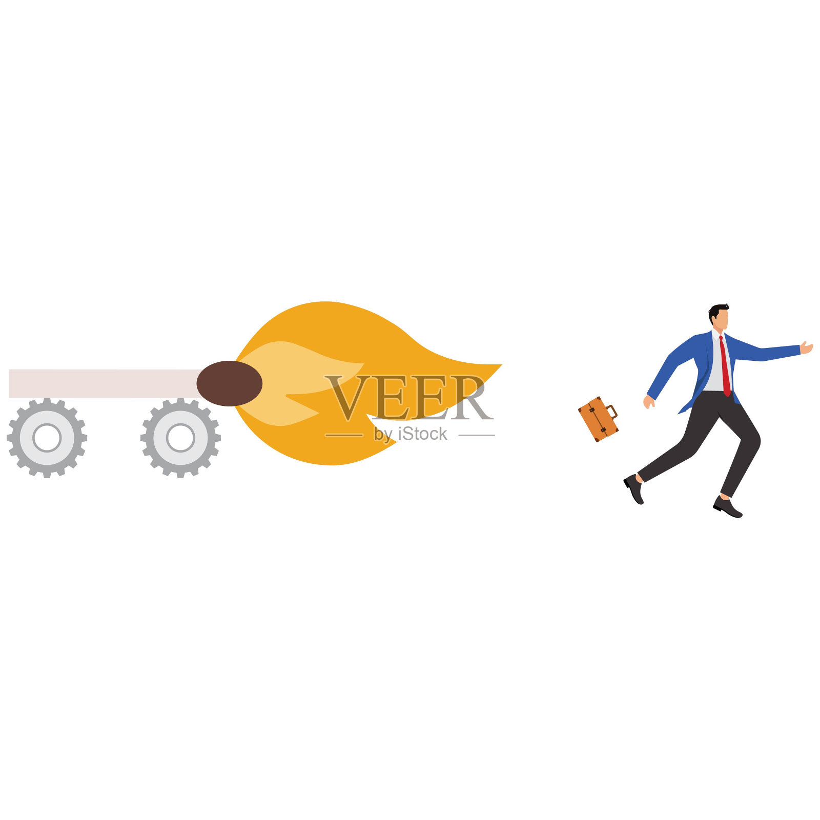 有毒的生产力，恐慌或倦怠的员工，在时间表内完成工作，急于完成多任务或紧急工作计划的概念，生产的商人在燃烧的火柴棒插画图片素材