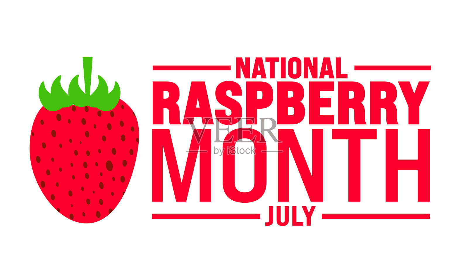 七月是国家覆盆子月背景模板。节日的概念。用于背景，横幅，标语牌，卡片和海报设计模板，文字铭文和标准颜色。向量插画图片素材